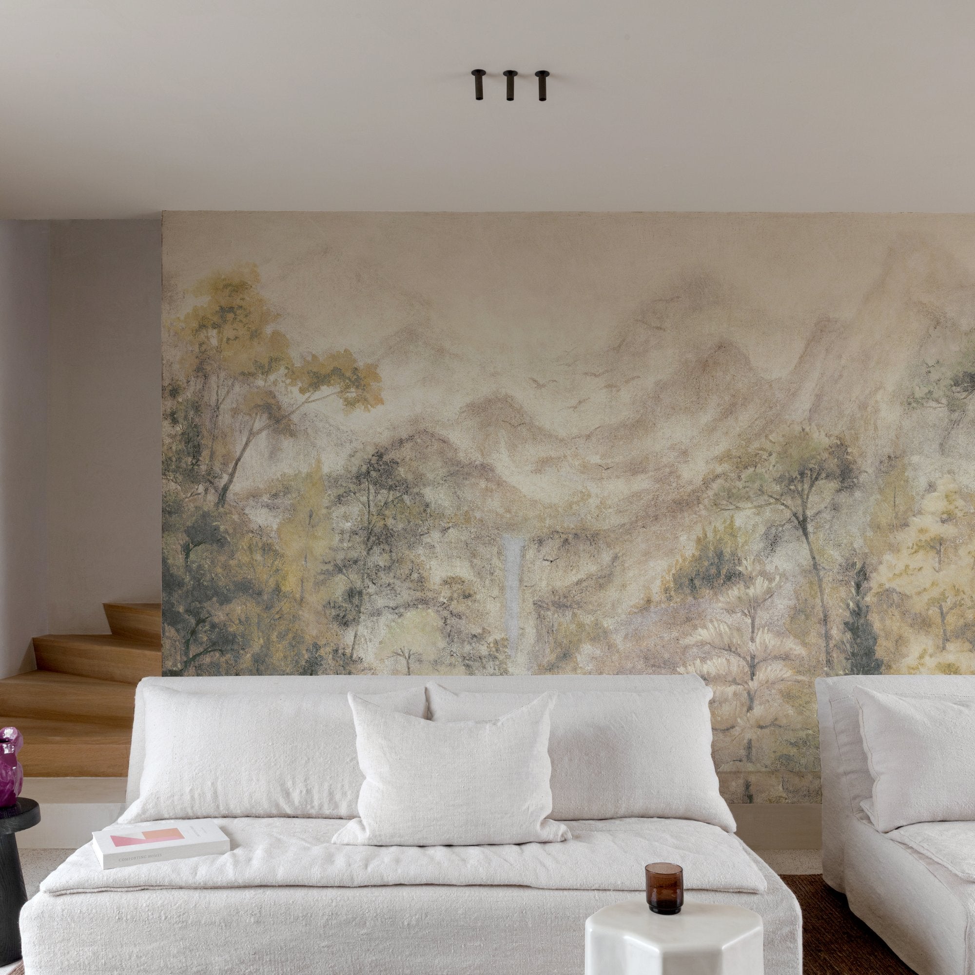 Branched Leaves All-over Mural in beige color - pattern number SF6001 - by Grandeco in the Surfaces collection