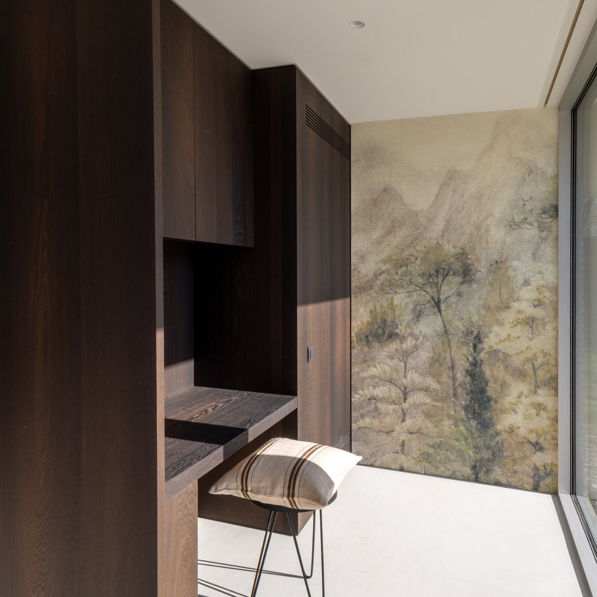 Branched Leaves All-over Mural in beige color - pattern number SF6001 - by Grandeco in the Surfaces collection