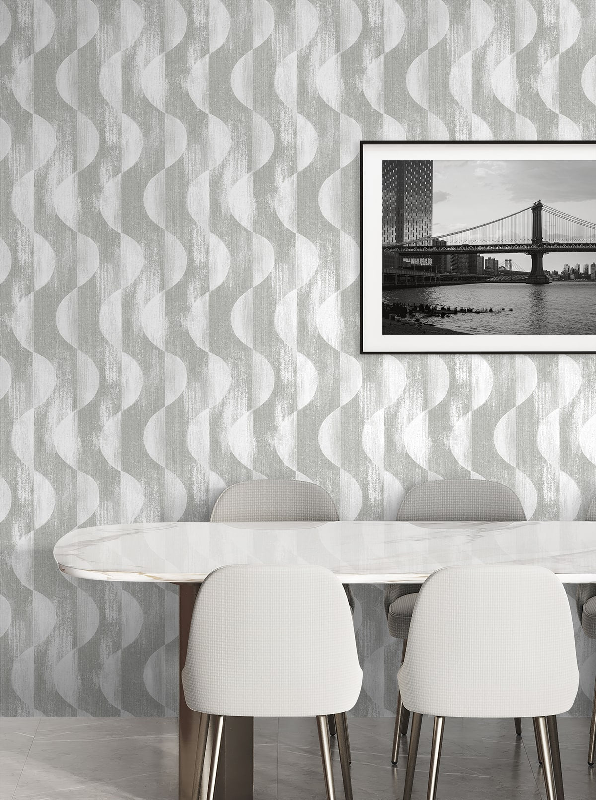 Half Circles Peel and Stick wallpaper in grey color - pattern number SG12708 - by NextWall in the Peel and Stick Wallpaper by Stacy Garcia Sojourn Collection 5 collection