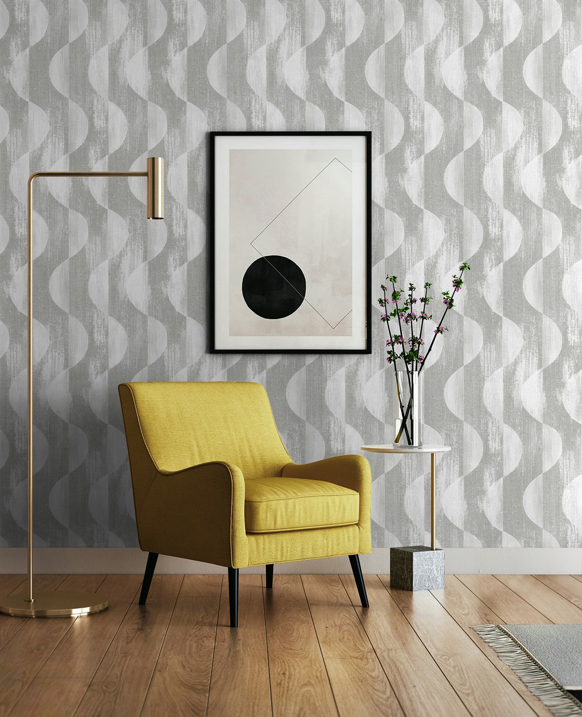 Half Circles Peel and Stick wallpaper in grey color - pattern number SG12708 - by NextWall in the Peel and Stick Wallpaper by Stacy Garcia Sojourn Collection 5 collection