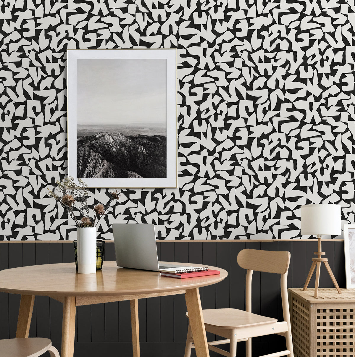 Graphic Geo Peel and Stick wallpaper in black color - pattern number SG12800 - by NextWall in the Peel and Stick Wallpaper by Stacy Garcia Sojourn Collection 5 collection