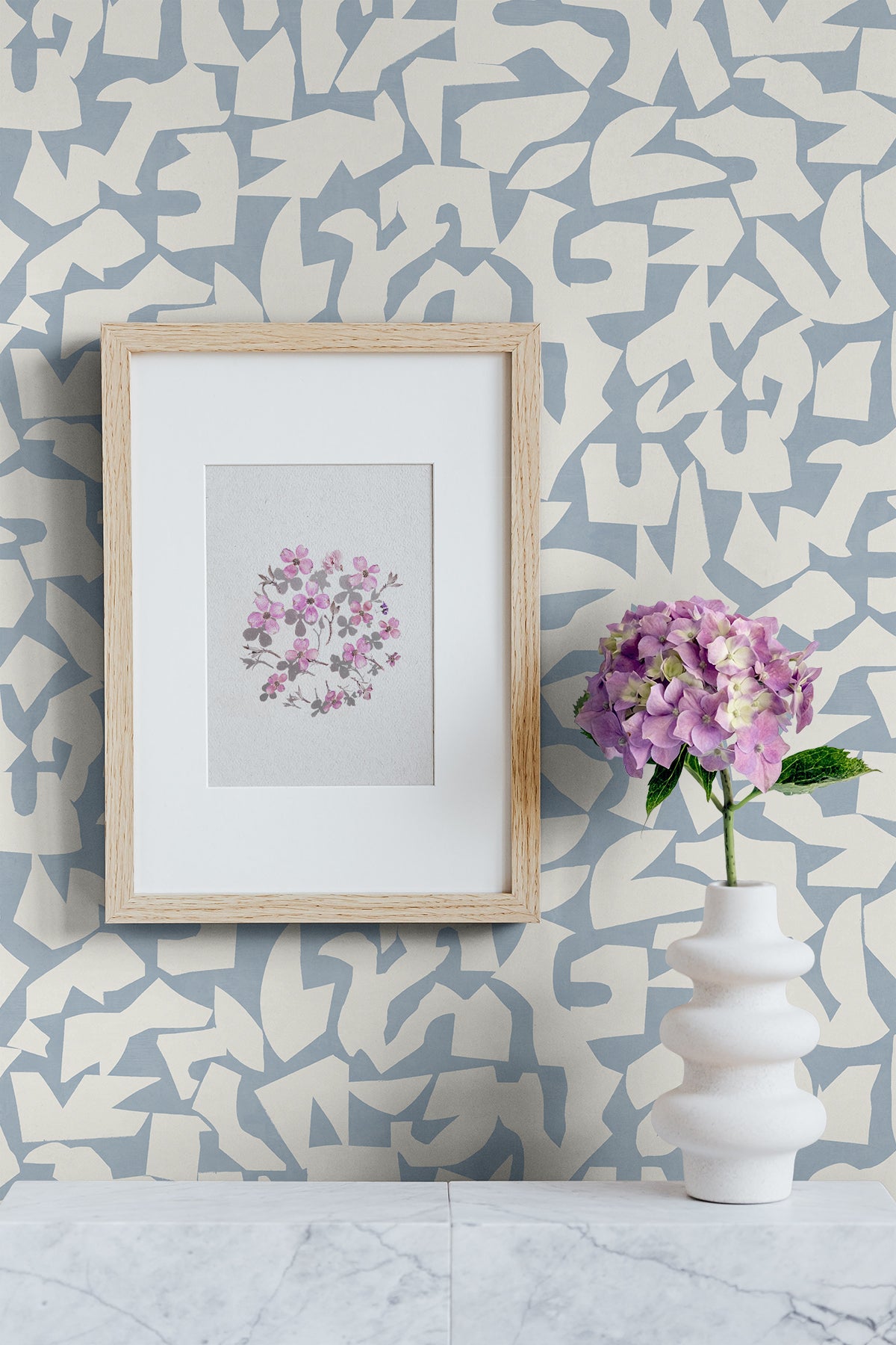 Graphic Geo Peel and Stick wallpaper in blue color - pattern number SG12802 - by NextWall in the Peel and Stick Wallpaper by Stacy Garcia Sojourn Collection 5 collection
