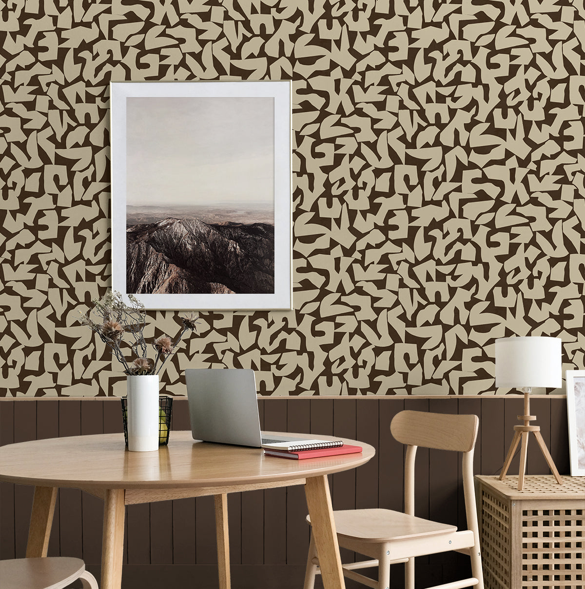 Graphic Geo Peel and Stick wallpaper in brown color - pattern number SG12806 - by NextWall in the Peel and Stick Wallpaper by Stacy Garcia Sojourn Collection 5 collection