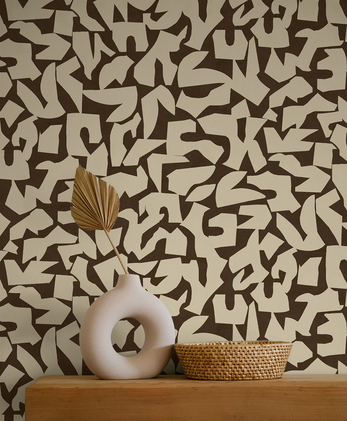 Graphic Geo Peel and Stick wallpaper in brown color - pattern number SG12806 - by NextWall in the Peel and Stick Wallpaper by Stacy Garcia Sojourn Collection 5 collection