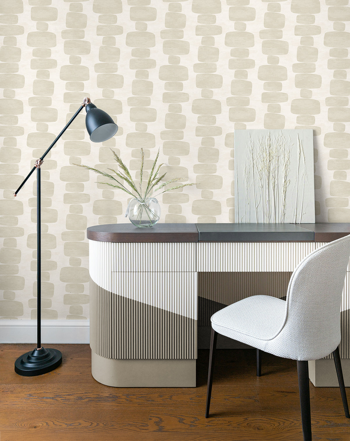 Stripe Block Peel and Stick wallpaper in beige color - pattern number SG12905 - by NextWall in the Peel and Stick Wallpaper by Stacy Garcia Sojourn Collection 5 collection