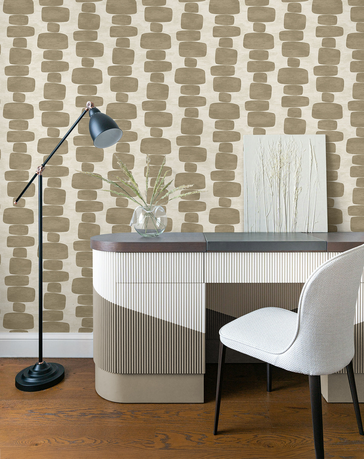 Stripe Block Peel and Stick wallpaper in tan color - pattern number SG12907 - by NextWall in the Peel and Stick Wallpaper by Stacy Garcia Sojourn Collection 5 collection