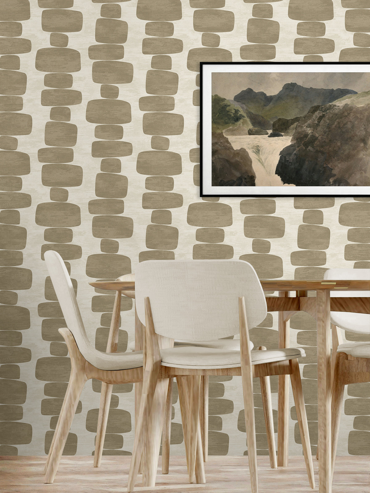 Stripe Block Peel and Stick wallpaper in tan color - pattern number SG12907 - by NextWall in the Peel and Stick Wallpaper by Stacy Garcia Sojourn Collection 5 collection