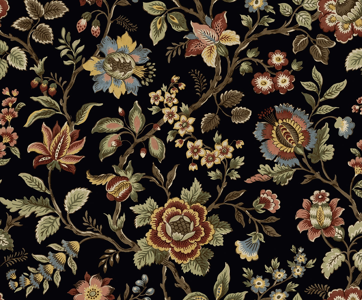 Jacobean Floral Trail Peel and Stick wallpaper in ebony color - pattern number SG13001 - by NextWall in the Peel and Stick Wallpaper by Stacy Garcia Sojourn Collection 6 collection