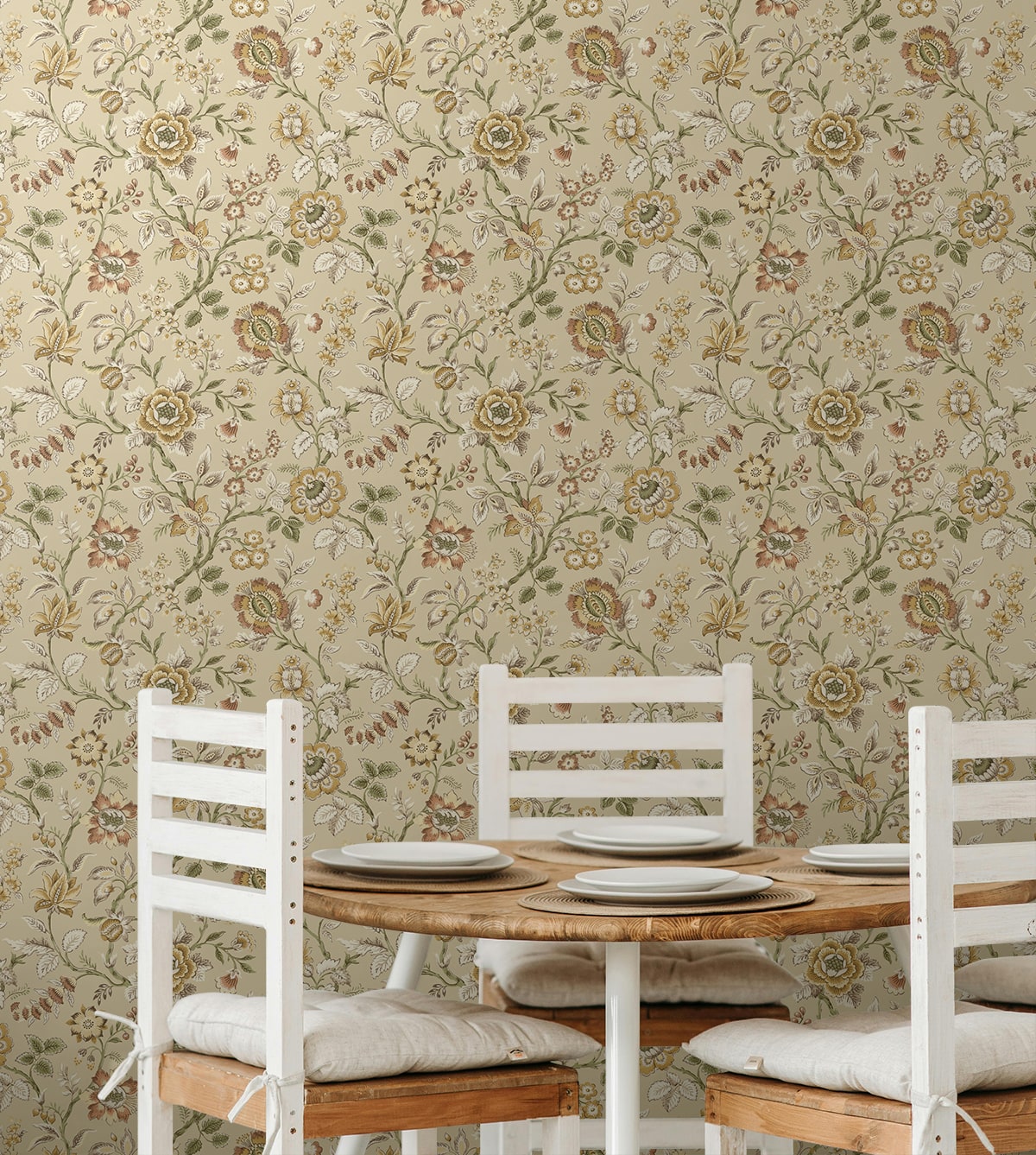 Jacobean Floral Trail Peel and Stick wallpaper in latte color - pattern number SG13006 - by NextWall in the Peel and Stick Wallpaper by Stacy Garcia Sojourn Collection 6 collection