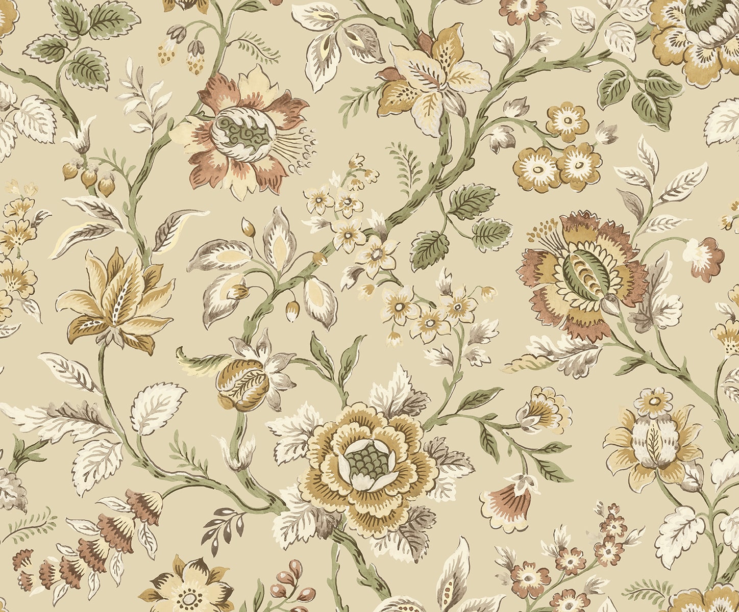 Jacobean Floral Trail Peel and Stick wallpaper in latte color - pattern number SG13006 - by NextWall in the Peel and Stick Wallpaper by Stacy Garcia Sojourn Collection 6 collection