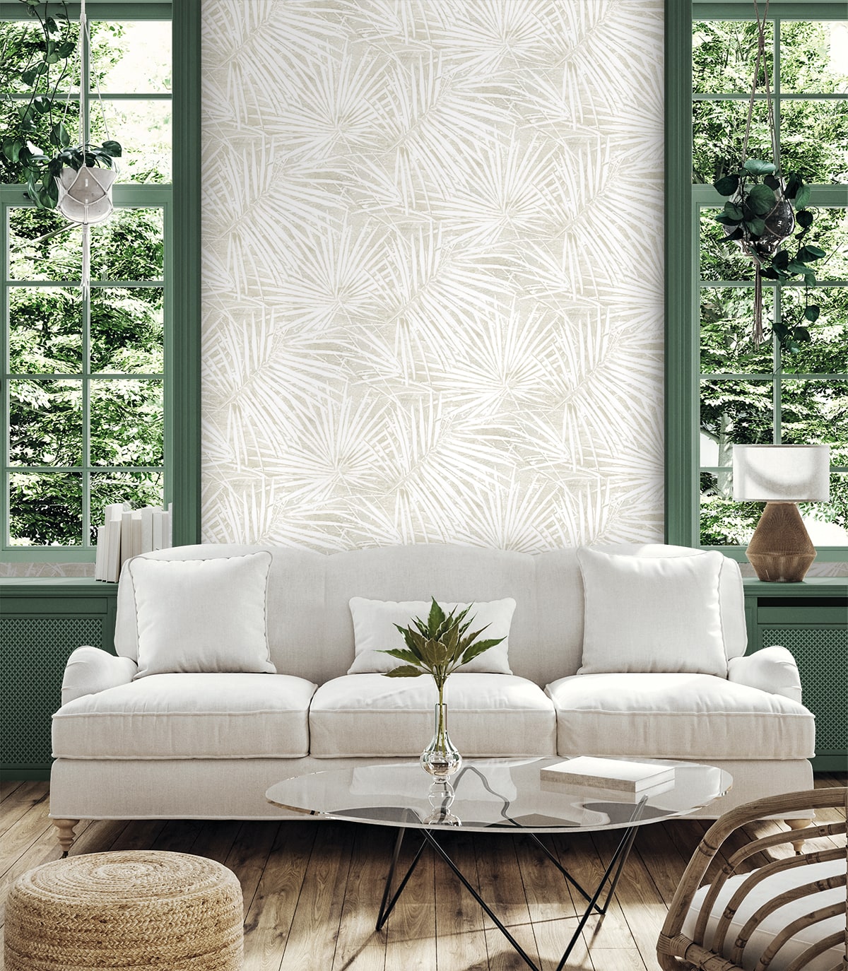 Fossil Palm Peel and Stick wallpaper in natural color - pattern number SG13407 - by NextWall in the Peel and Stick Wallpaper by Stacy Garcia Sojourn Collection 6 collection