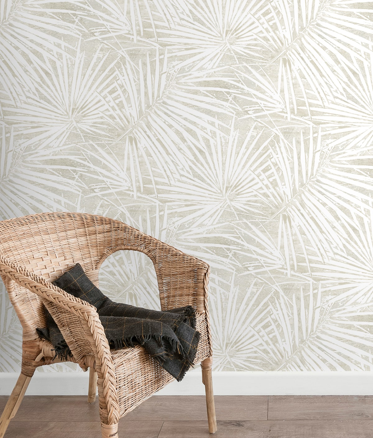 Fossil Palm Peel and Stick wallpaper in natural color - pattern number SG13407 - by NextWall in the Peel and Stick Wallpaper by Stacy Garcia Sojourn Collection 6 collection