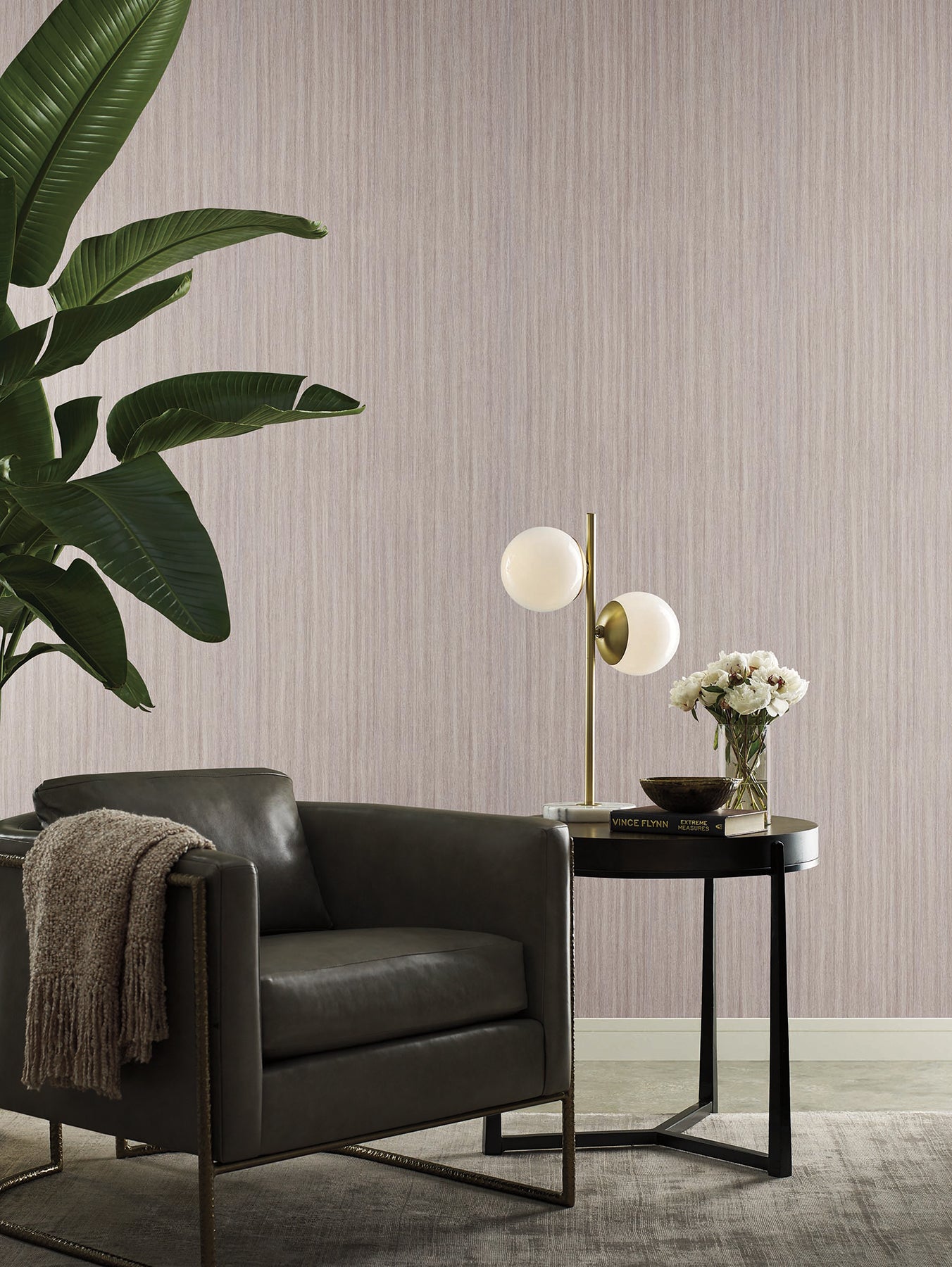 Wistman Stripe wallpaper in smoke color - pattern number SI25713 - by York in the Signature Textures Resource Library Third Edition collection