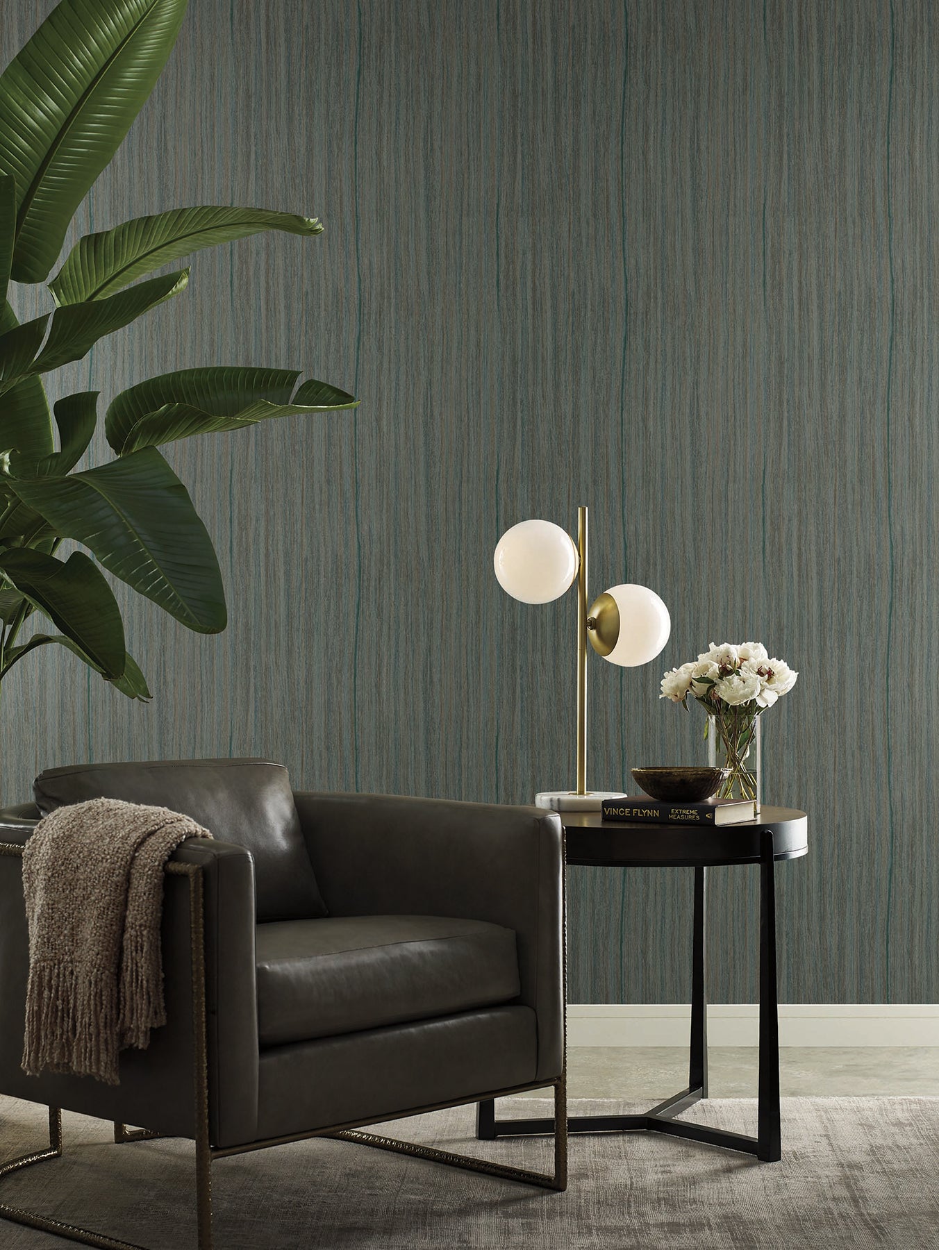 Wistman Stripe wallpaper in teal color - pattern number SI25715 - by York in the Signature Textures Resource Library Third Edition collection