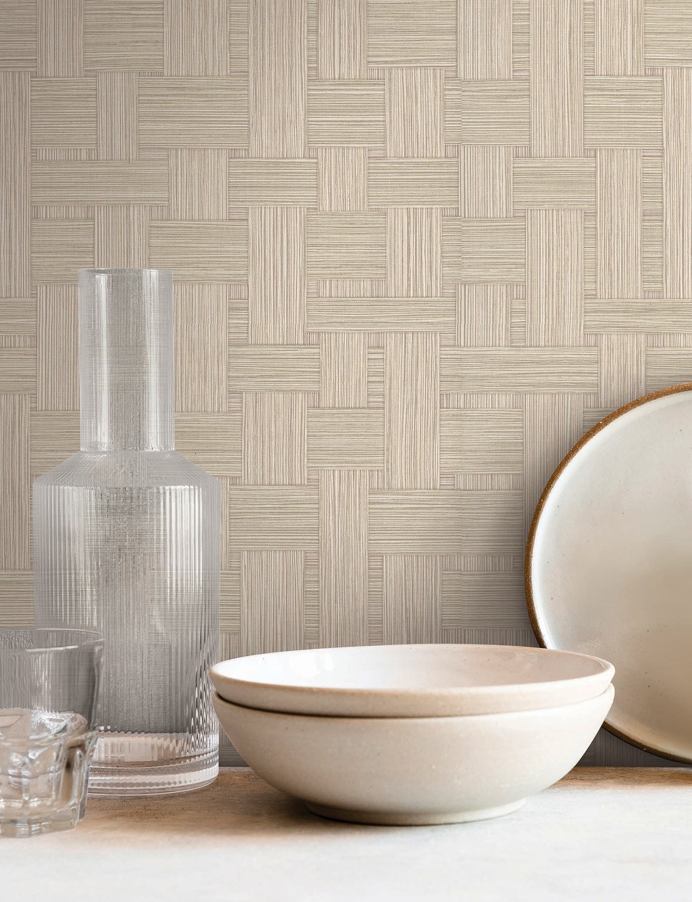 Basketry wallpaper in wheat color - pattern number SI25721 - by York in the Signature Textures Resource Library Third Edition collection