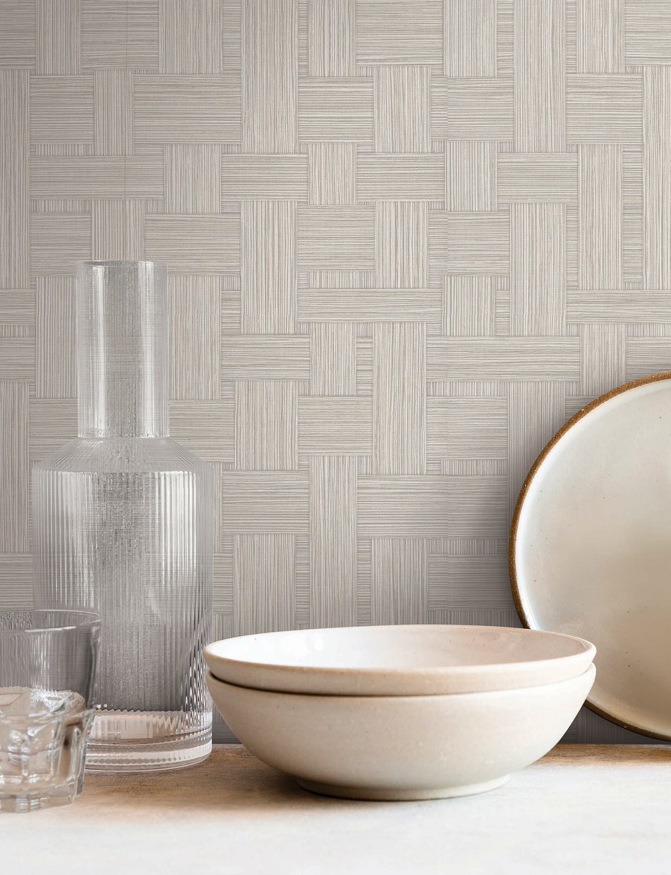 Basketry wallpaper in dove grey color - pattern number SI25723 - by York in the Signature Textures Resource Library Third Edition collection