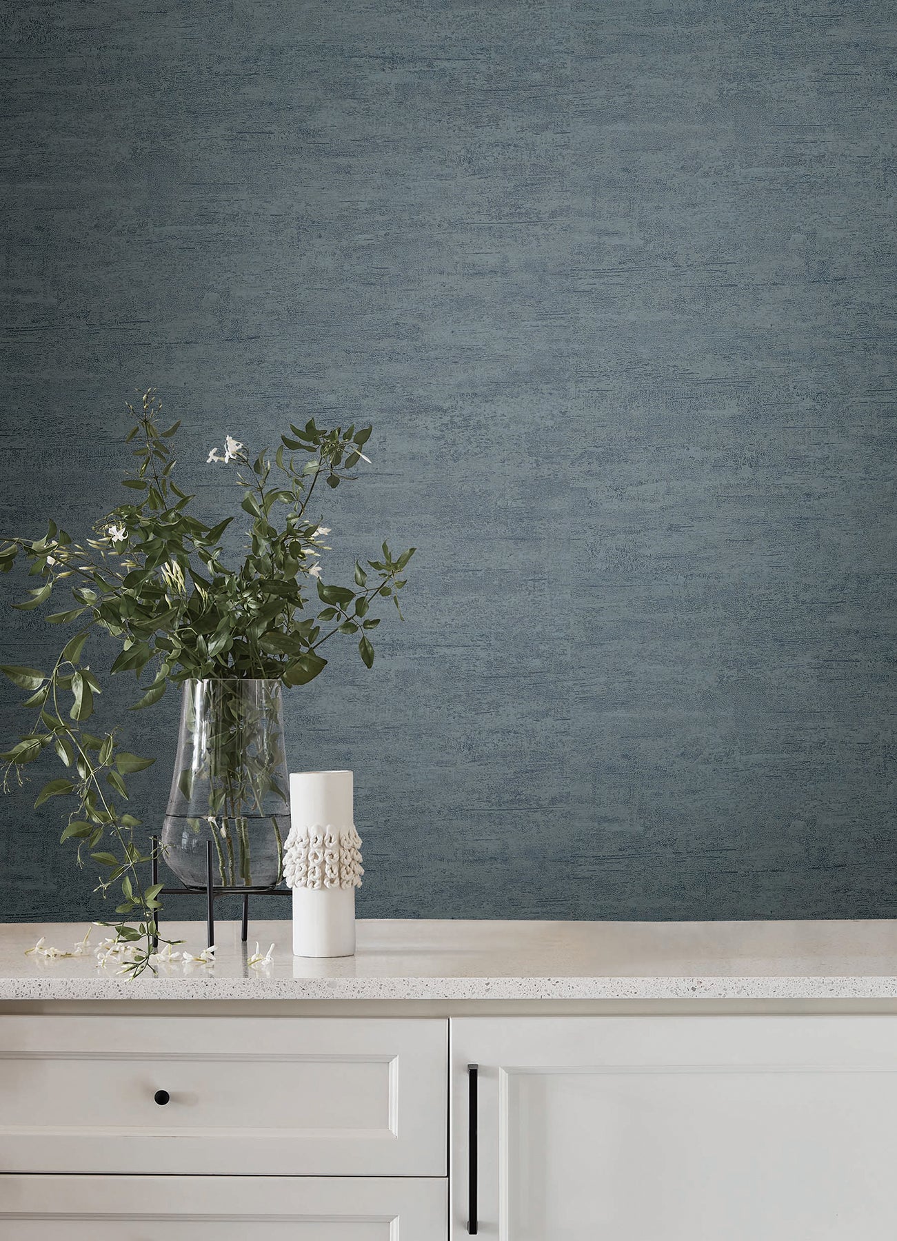 Weathered Stucco wallpaper in dusty blue color - pattern number SI25752 - by York in the Signature Textures Resource Library Third Edition collection