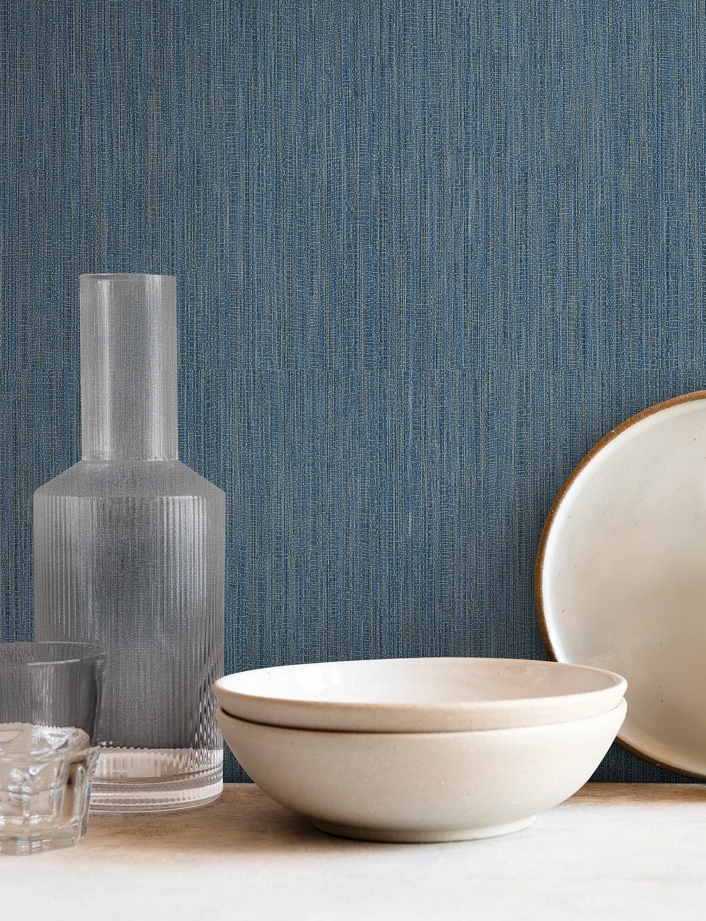 Washed Ramie wallpaper in cobalt color - pattern number SI25856 - by York in the Signature Textures Resource Library Third Edition collection