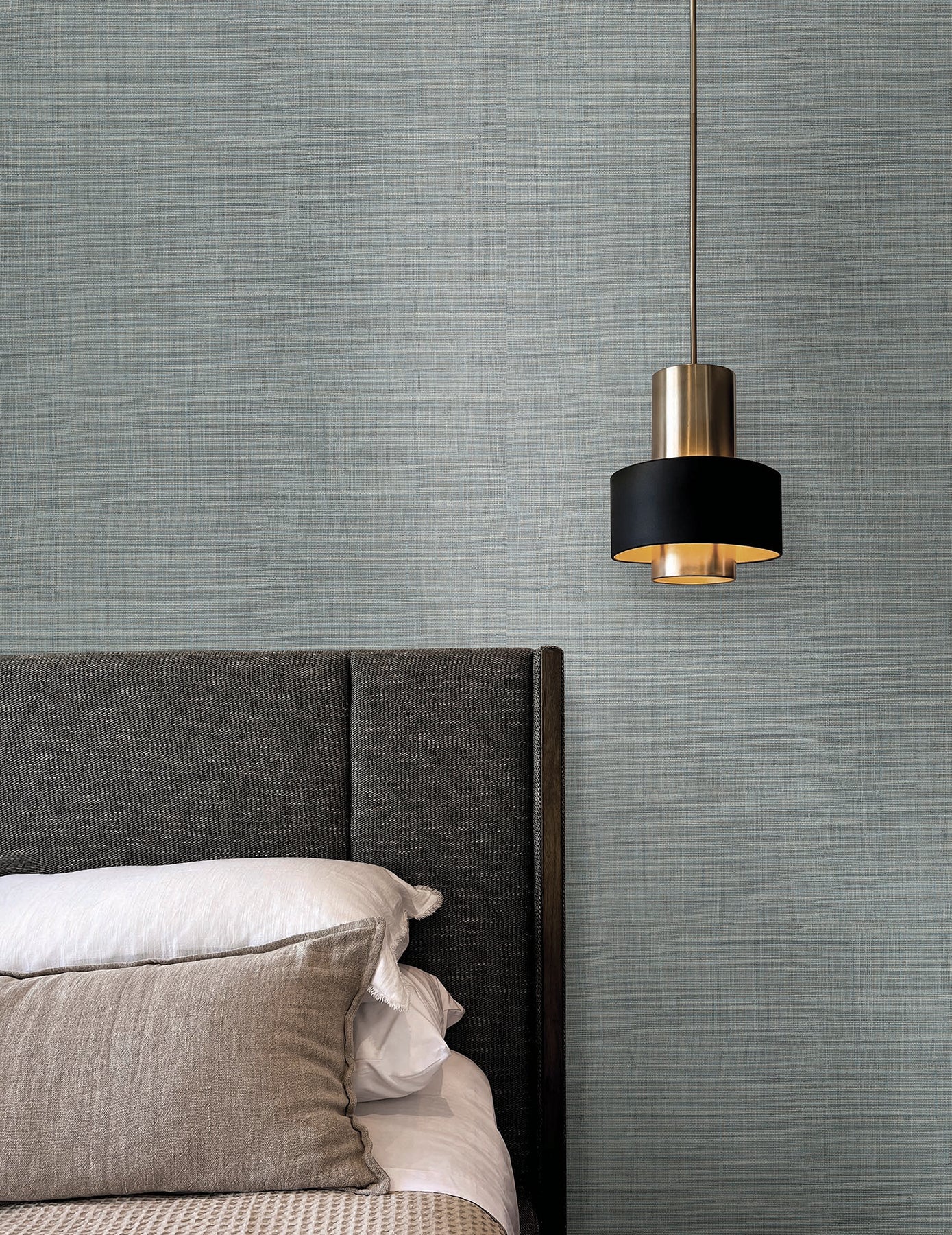 Lotus Silk wallpaper in steel blue color - pattern number SI25873 - by York in the Signature Textures Resource Library Third Edition collection
