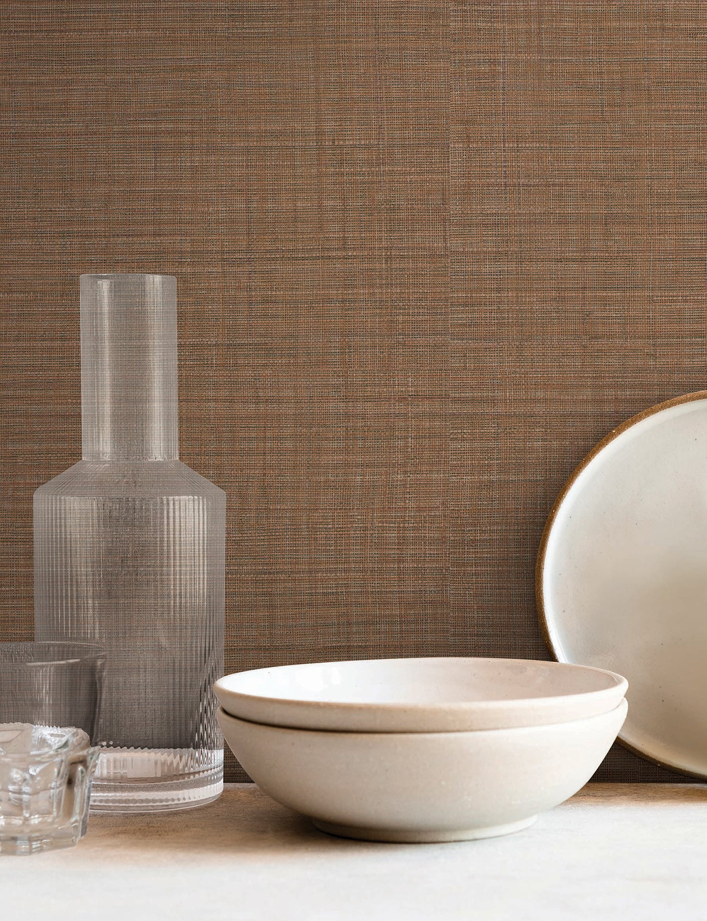 Lotus Silk wallpaper in terra cotta color - pattern number SI25877 - by York in the Signature Textures Resource Library Third Edition collection