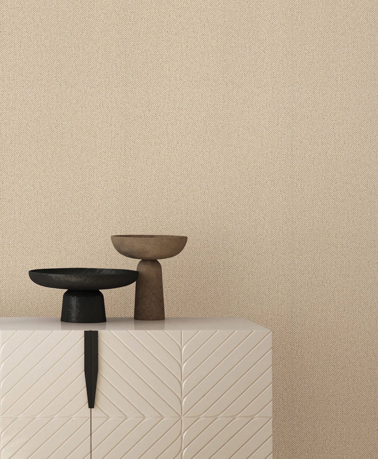 Tailored Chevron wallpaper in wheat color - pattern number SI26132 - by York in the Signature Textures Resource Library Third Edition collection