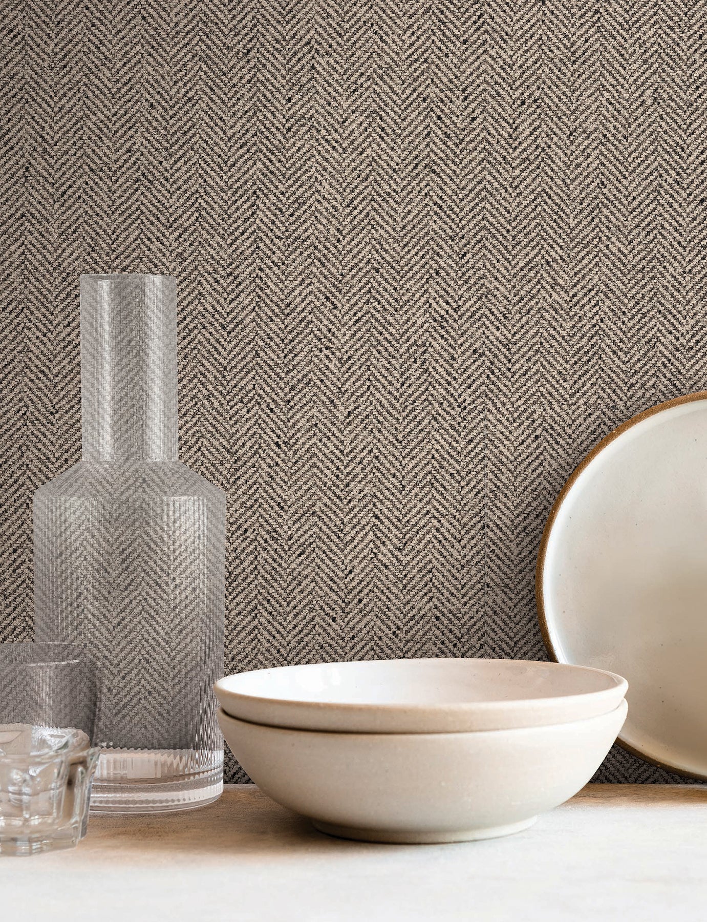 Tailored Chevron wallpaper in latte color - pattern number SI26134 - by York in the Signature Textures Resource Library Third Edition collection