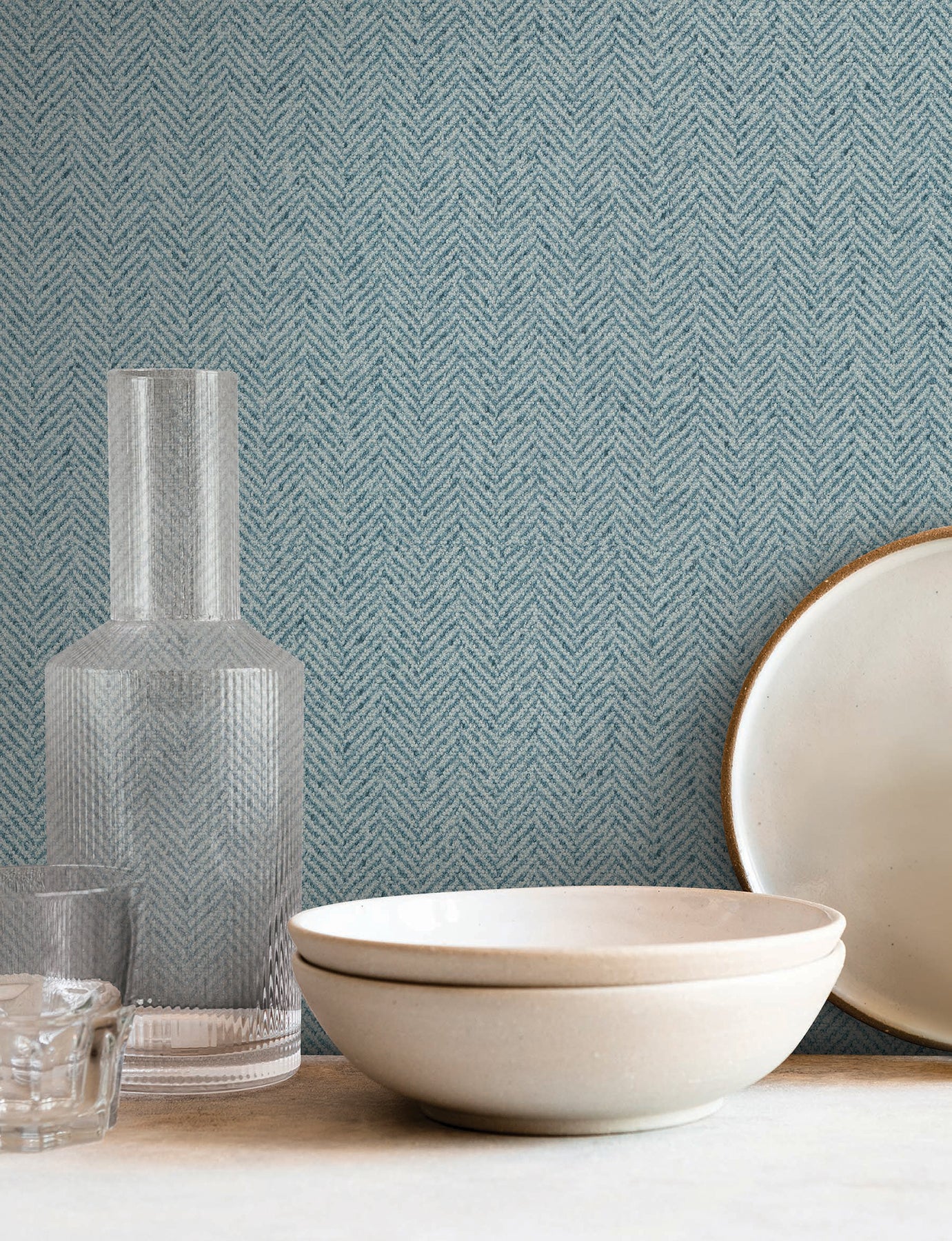 Tailored Chevron wallpaper in sky blue color - pattern number SI26135 - by York in the Signature Textures Resource Library Third Edition collection