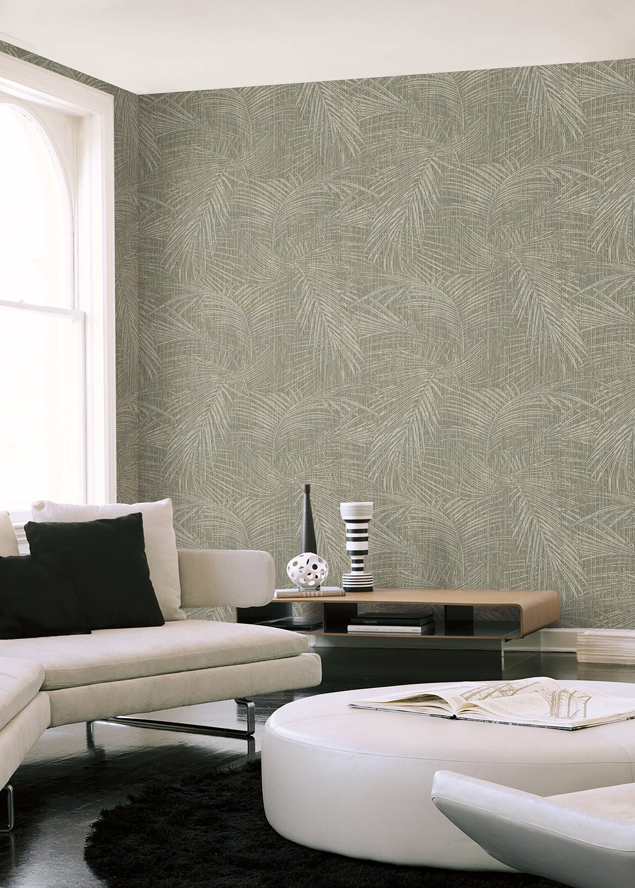 Della Palm wallpaper in dark taupe color - pattern number SI50612 - by York in the Signature Textures Resource Library Third Edition collection