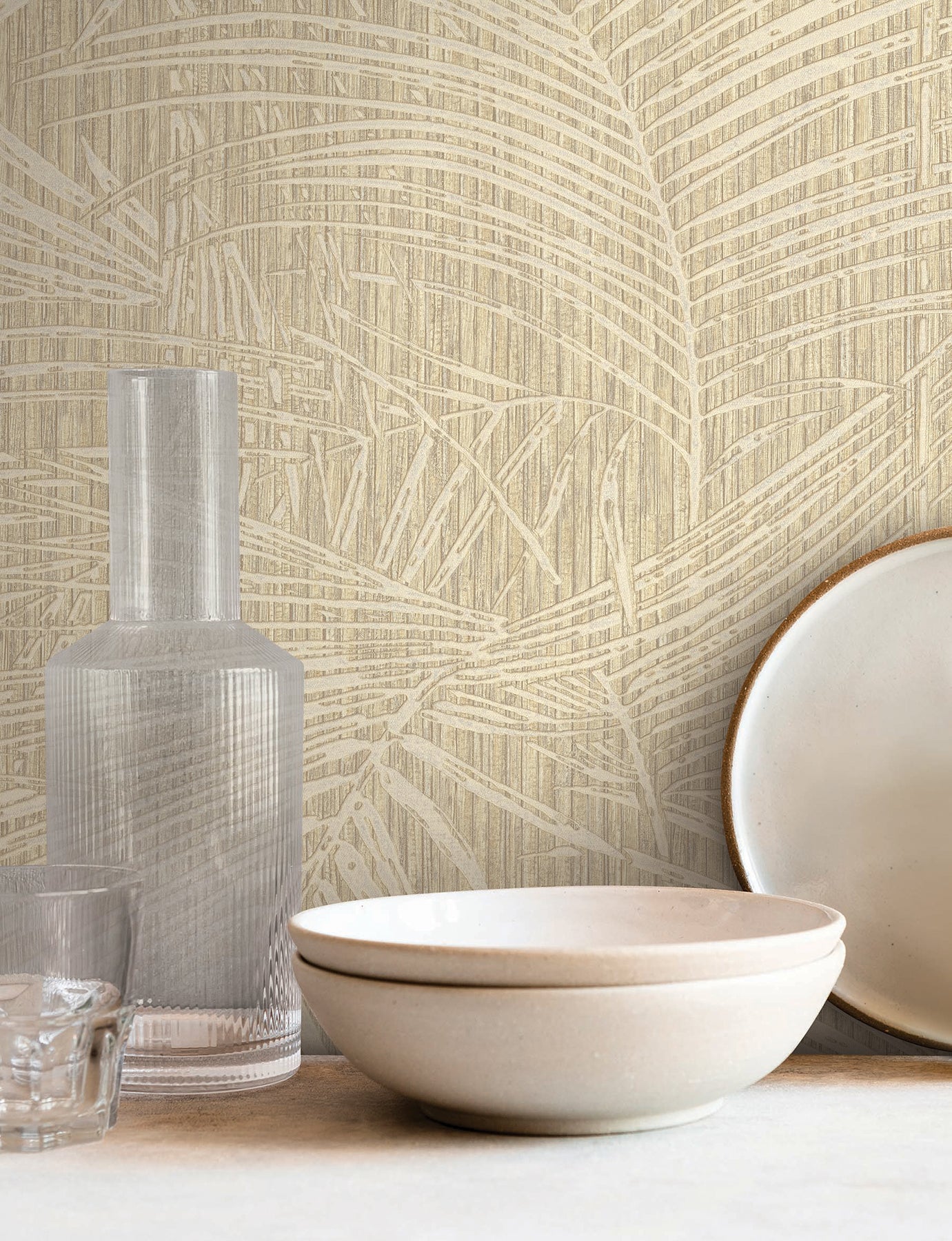 Della Palm wallpaper in wheat color - pattern number SI50614 - by York in the Signature Textures Resource Library Third Edition collection