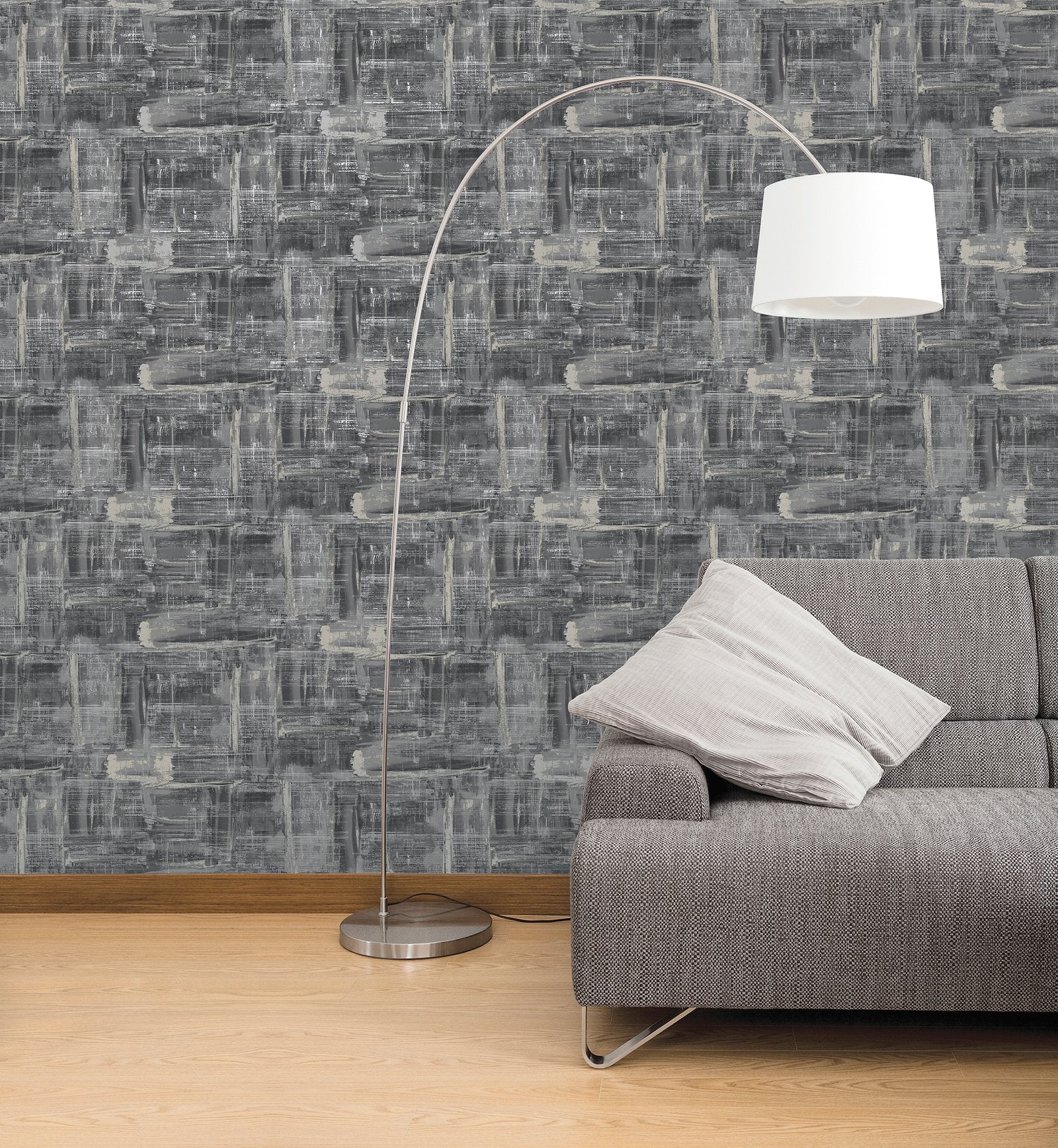 Abstract wallpaper in silver grey color - pattern number SM0605 - by Galerie in the Lustre collection