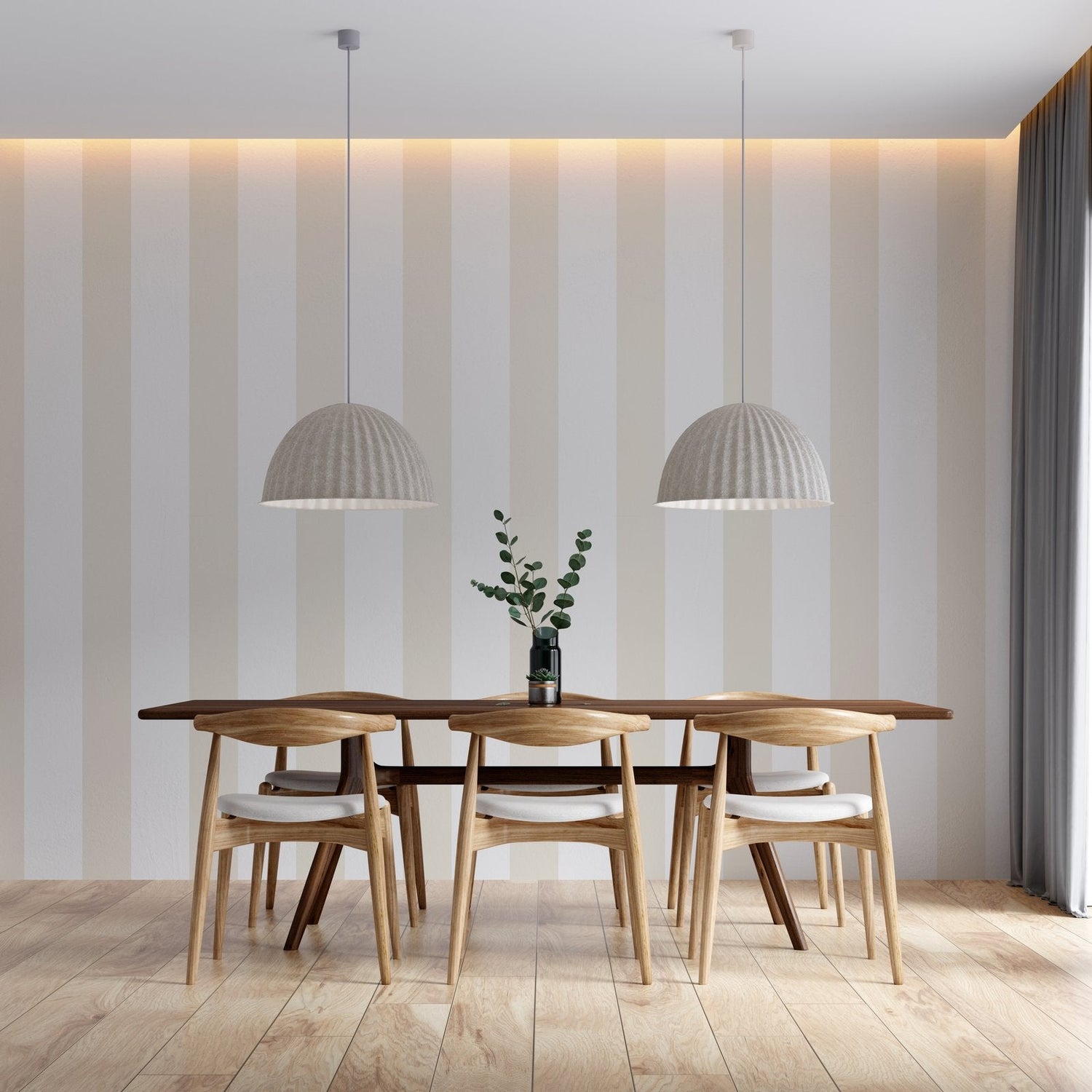 Wide Stripe Natural wallpaper in beige color - pattern number SS21234 - by Galerie in the Style Sisters collection