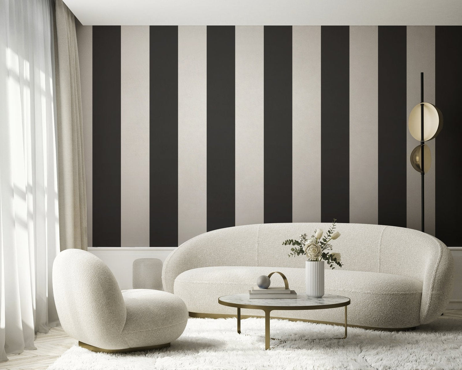 Half Stripe Black wallpaper in black color - pattern number SS21237 - by Galerie in the Style Sisters collection