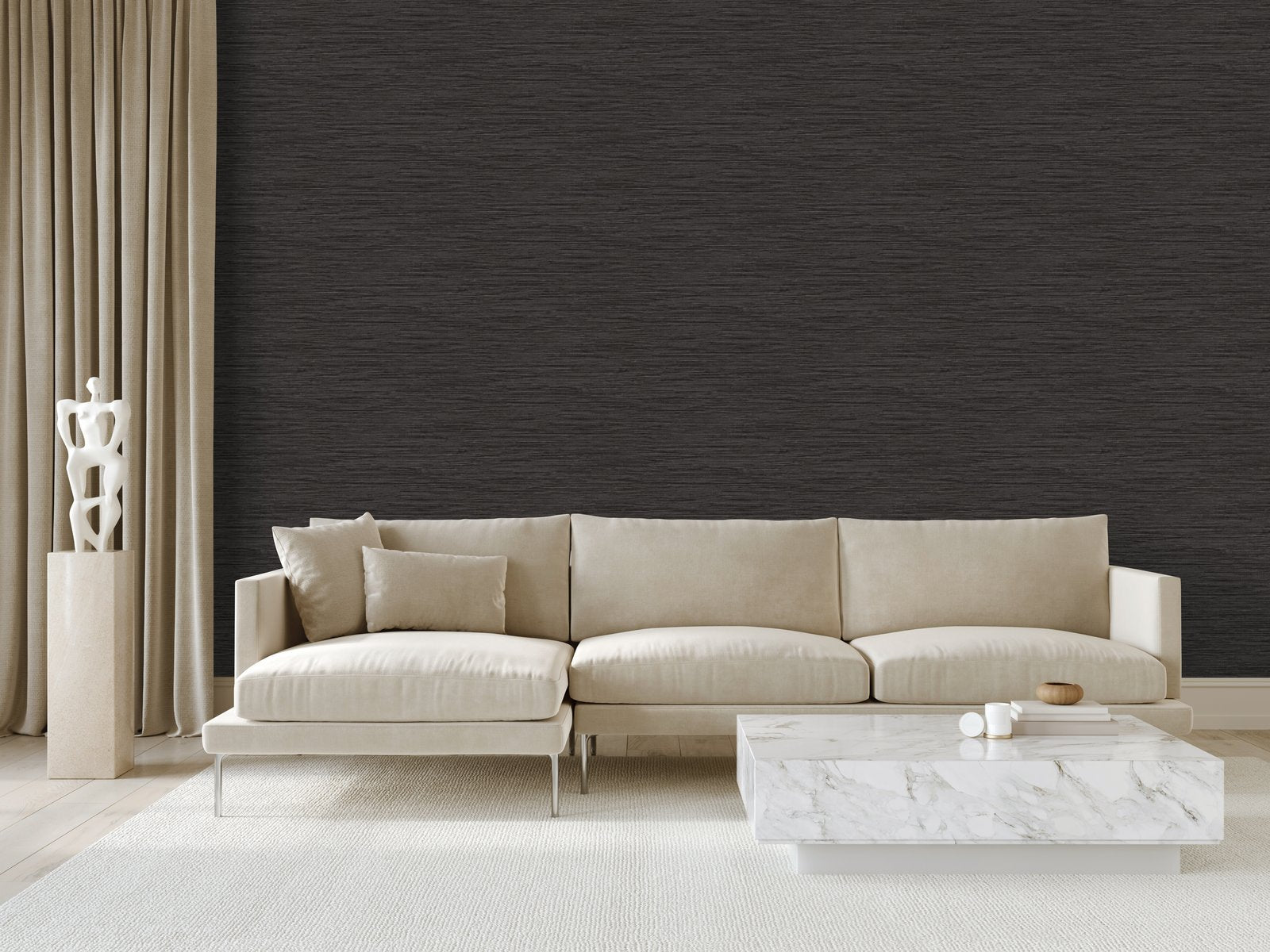 Grasscloth Dark wallpaper in black color - pattern number SS21252 - by Galerie in the Style Sisters collection
