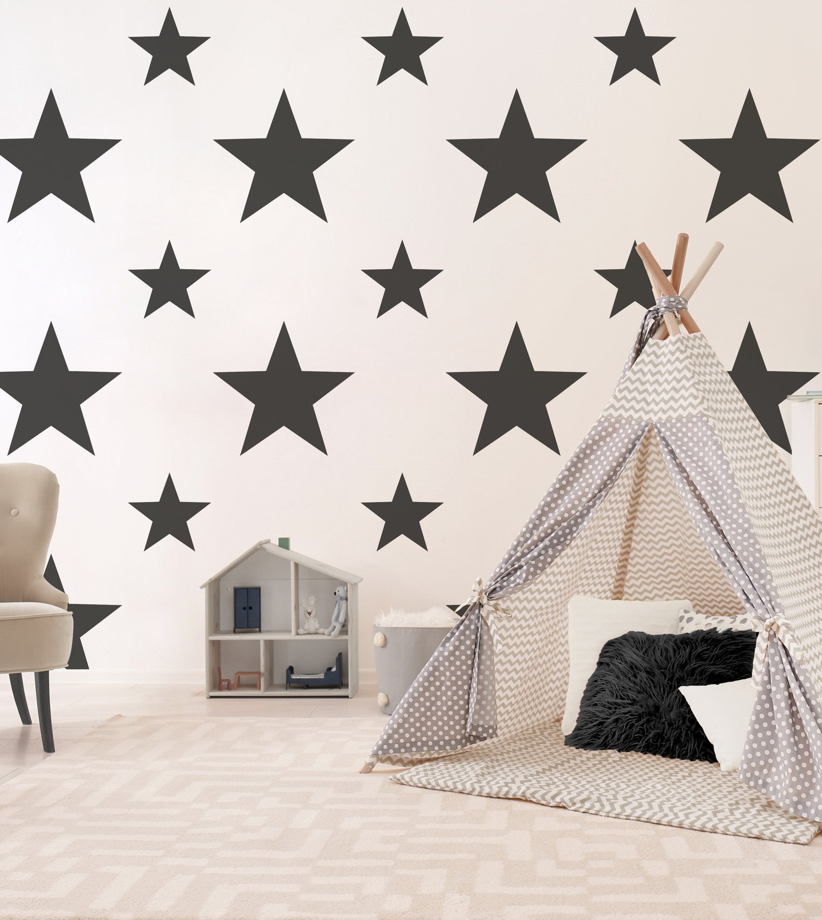Double Star Black wallpaper in black color - pattern number SS21254 - by Galerie in the Style Sisters collection