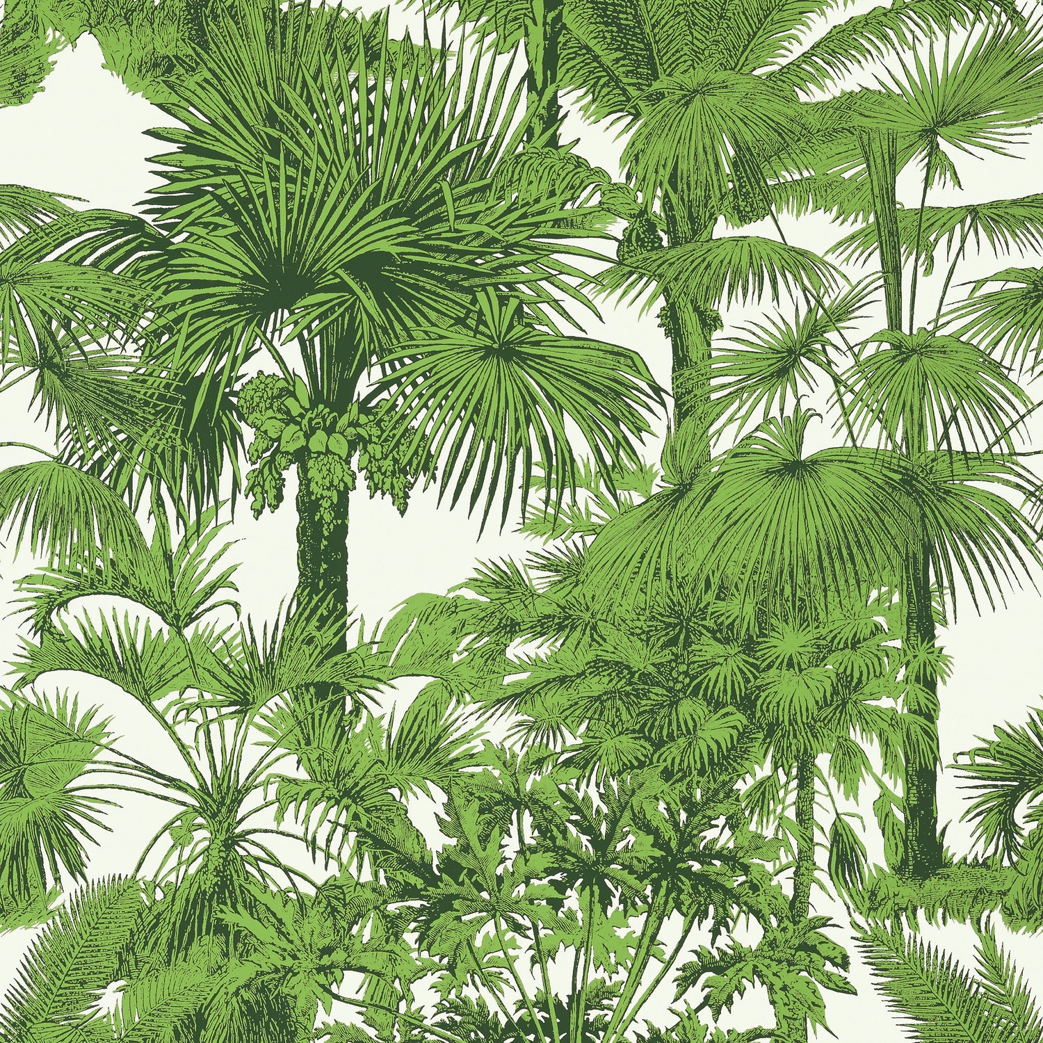 Palm Botanical fabric in emerald green color - pattern number T10103 - by Thibaut in the Tropics collection