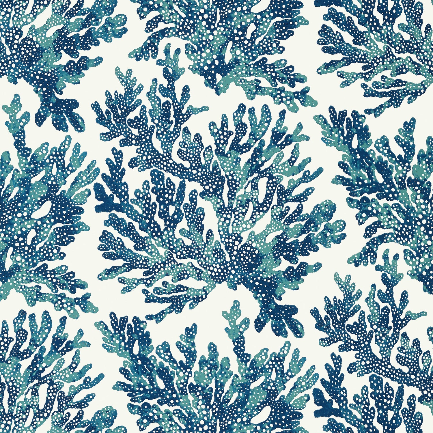 Marine Coral fabric in navy color - pattern number T10124 - by Thibaut in the Tropics collection