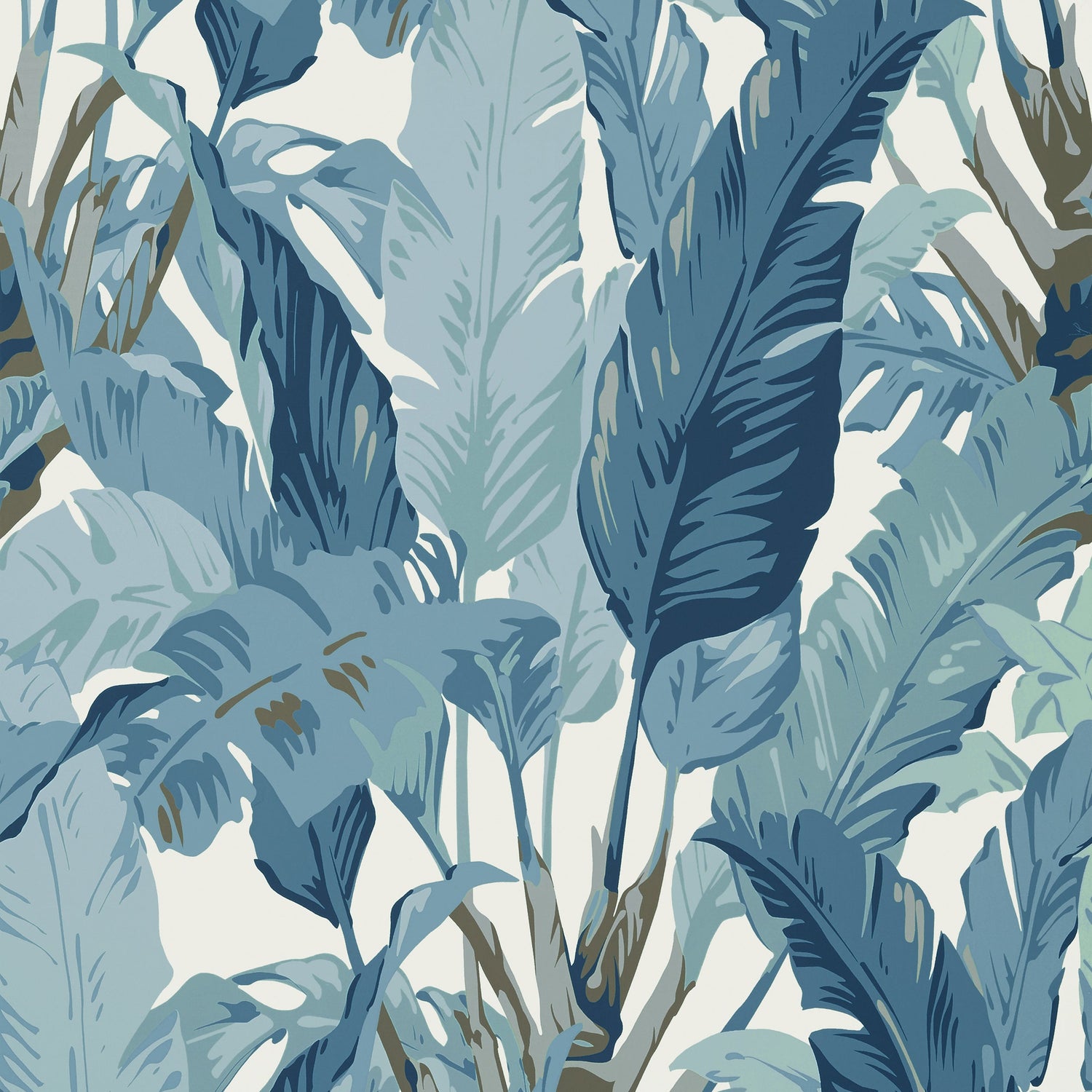 Travelers Palm wallpaper in spa blue color - pattern number T10128 - by Thibaut in the Tropics collection