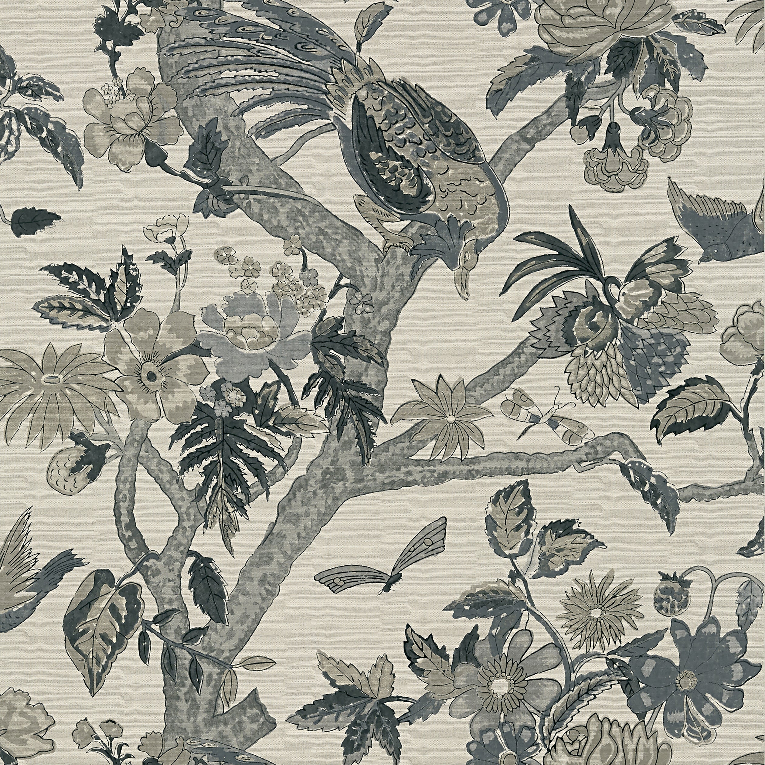 Coromandel wallpaper in grey color - pattern number T10227 - by Thibaut in the Colony collection