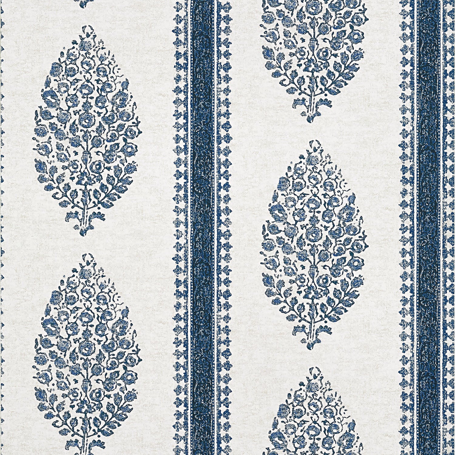 Chappana fabric in blue and white color - pattern number T10239 - by Thibaut in the Colony collection
