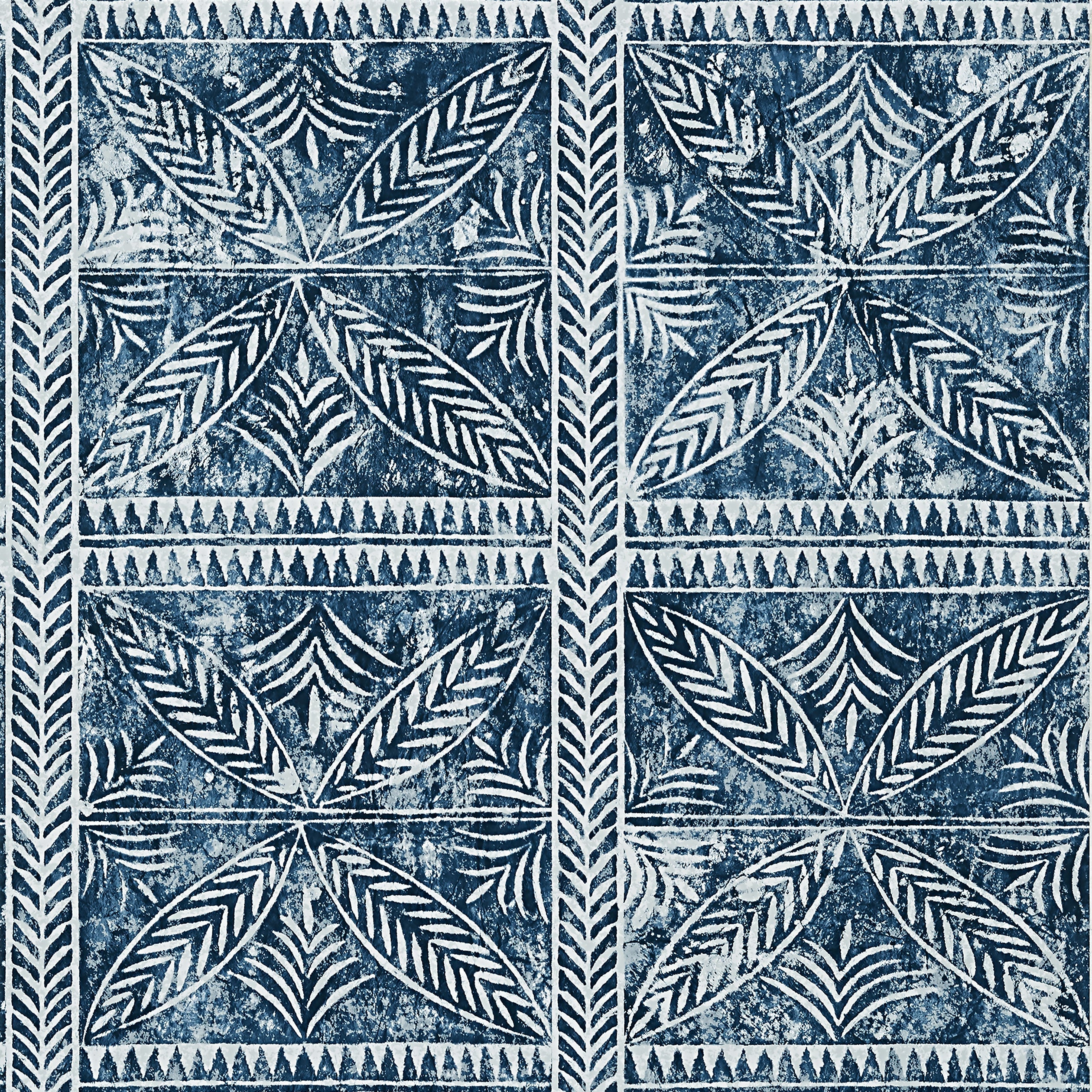Timbuktu wallpaper in navy color - pattern number T10253 - by Thibaut in the Colony collection