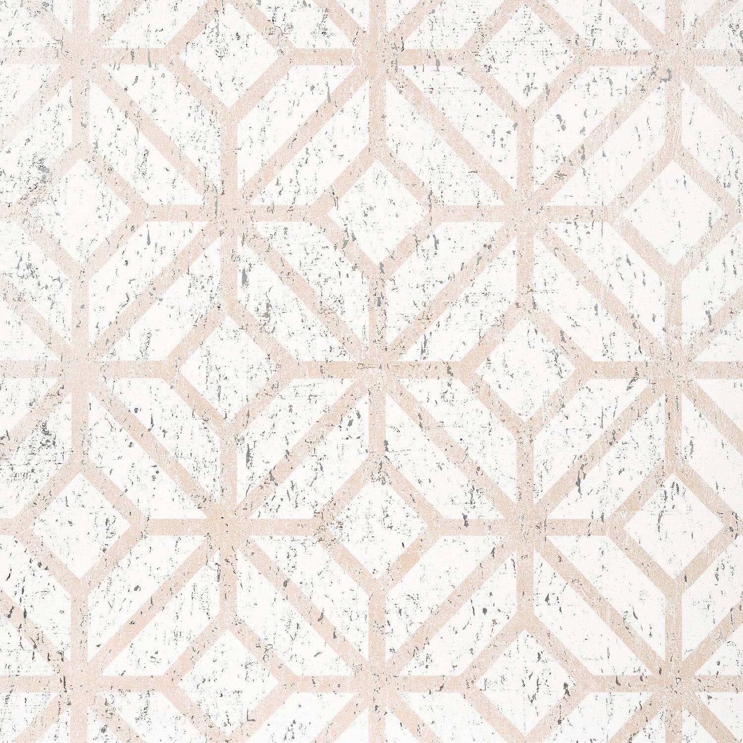 Mamora Trellis Cork wallpaper in white on metallic blush color - pattern number T10409 - by Thibaut in the Modern Resource Volume 2 collection