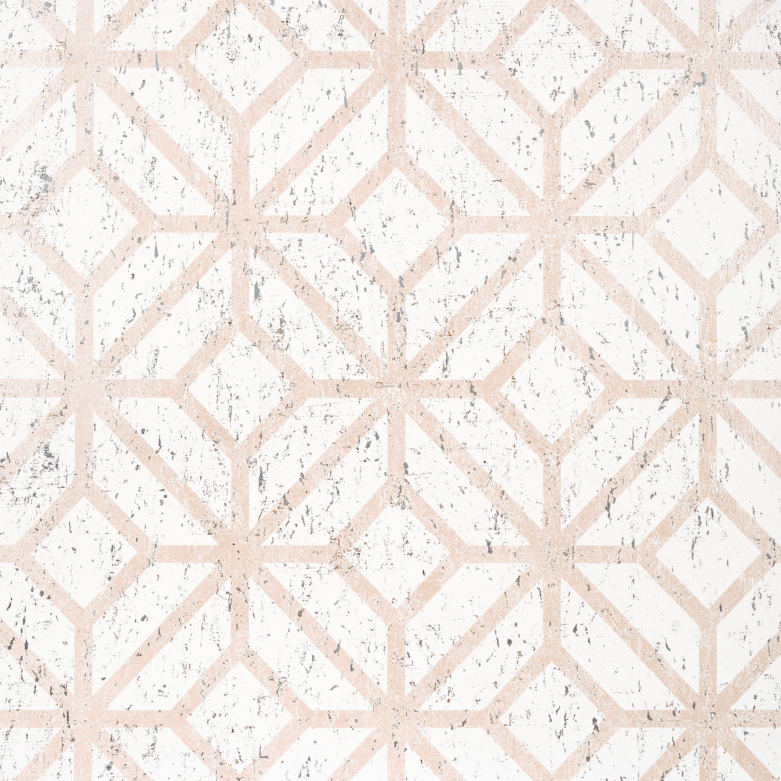 Mamora Trellis Cork wallpaper in white on metallic blush color - pattern number T10409 - by Thibaut in the Modern Resource Volume 2 collection
