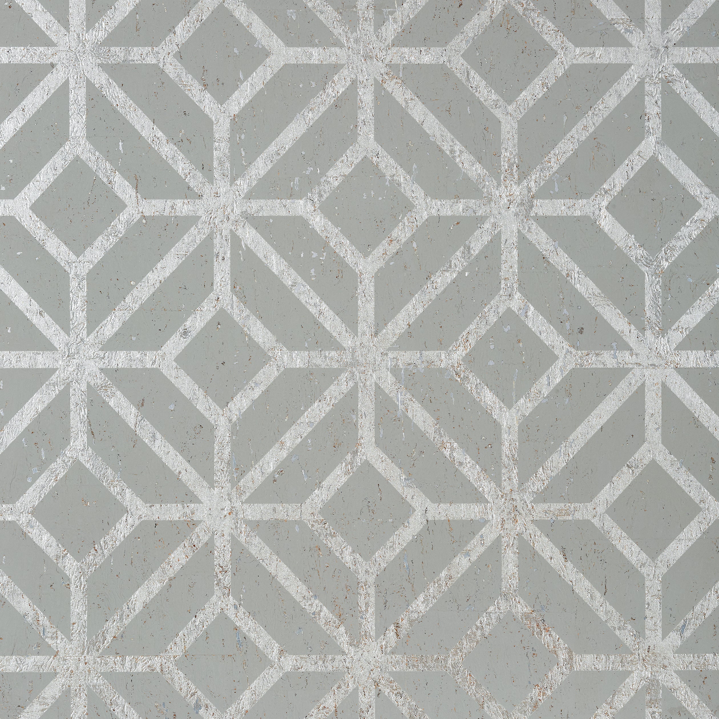 Mamora Trellis Cork wallpaper in grey on metallic silver color - pattern number T10413 - by Thibaut in the Modern Resource Volume 2 collection