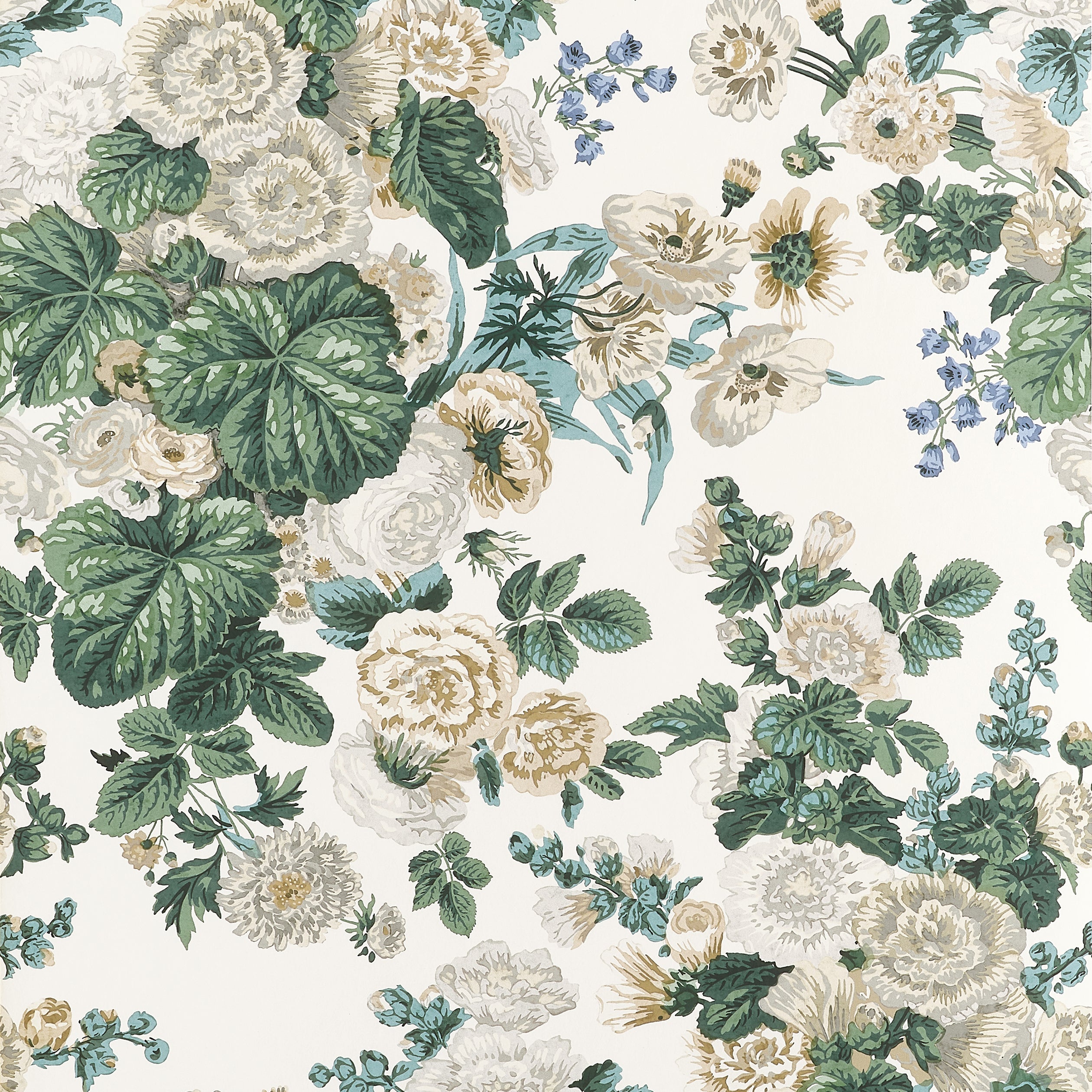 Hidcote wallpaper in white color - pattern number T10510 - by Thibaut in the Boxwood collection