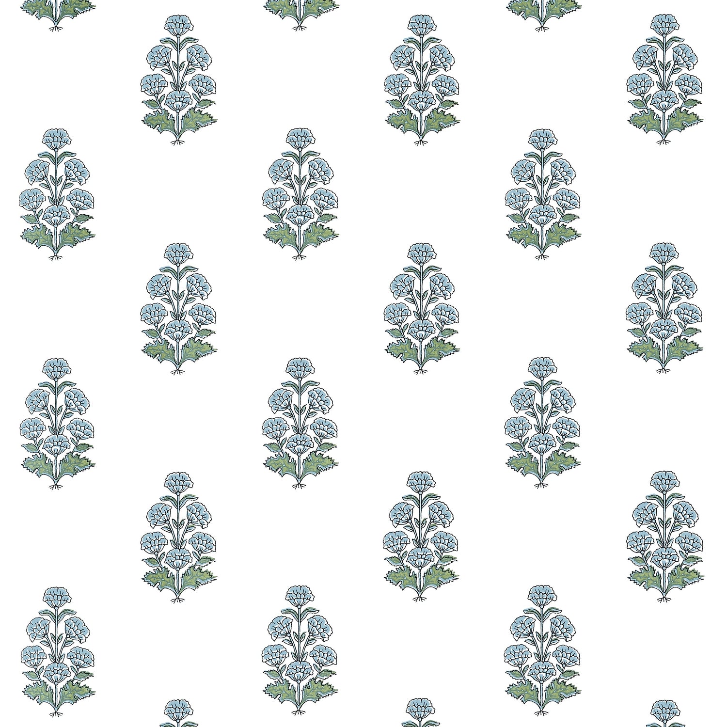 Audrey wallpaper in blue color - pattern number T10521 - by Thibaut in the Boxwood collection