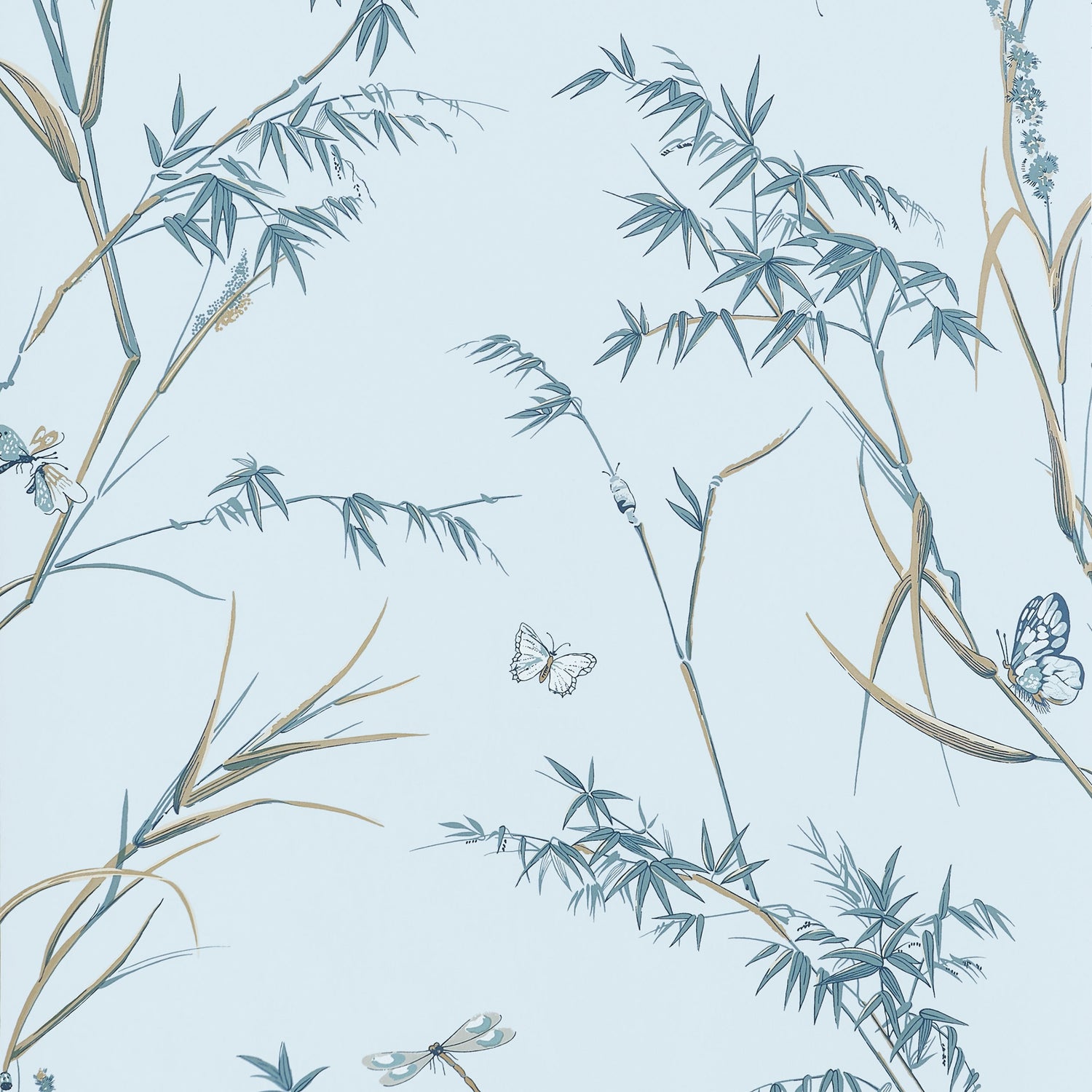 Virginia wallpaper in spa blue color - pattern number T10525 - by Thibaut in the Boxwood collection