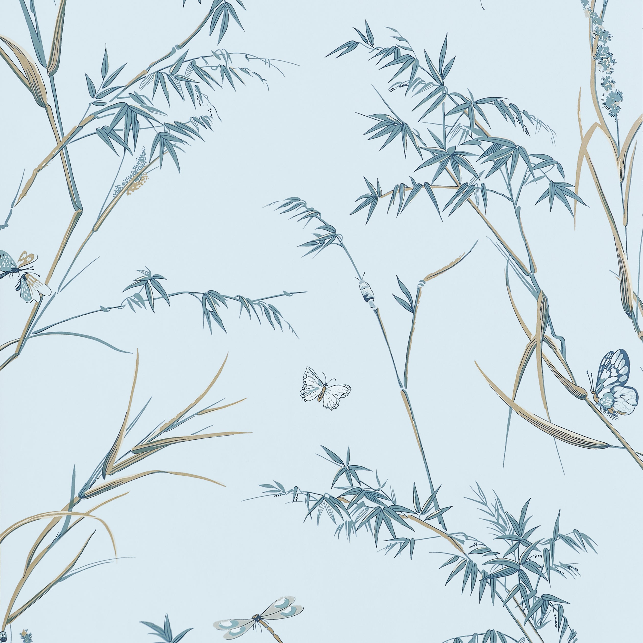 Virginia wallpaper in spa blue color - pattern number T10525 - by Thibaut in the Boxwood collection