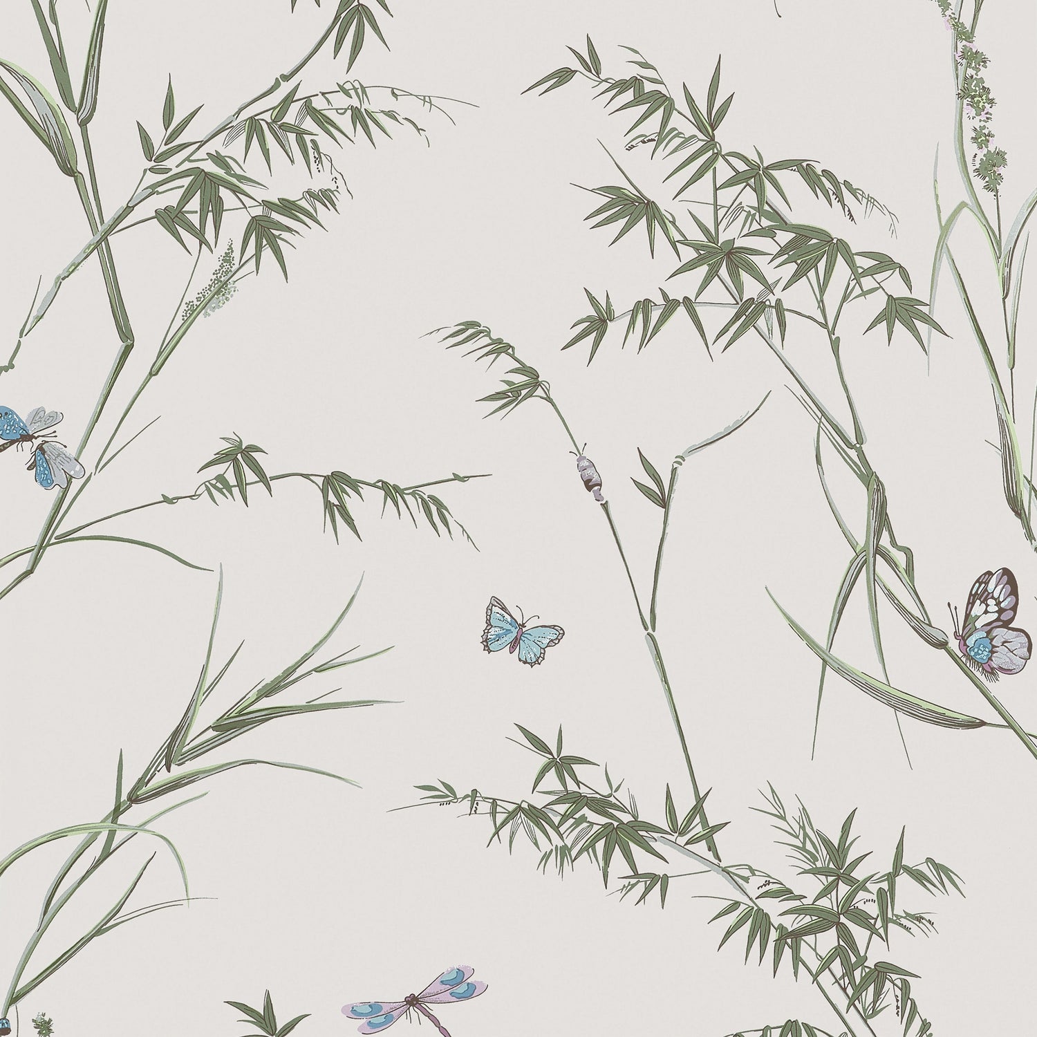 Virginia wallpaper in beige and sage color - pattern number T10526 - by Thibaut in the Boxwood collection