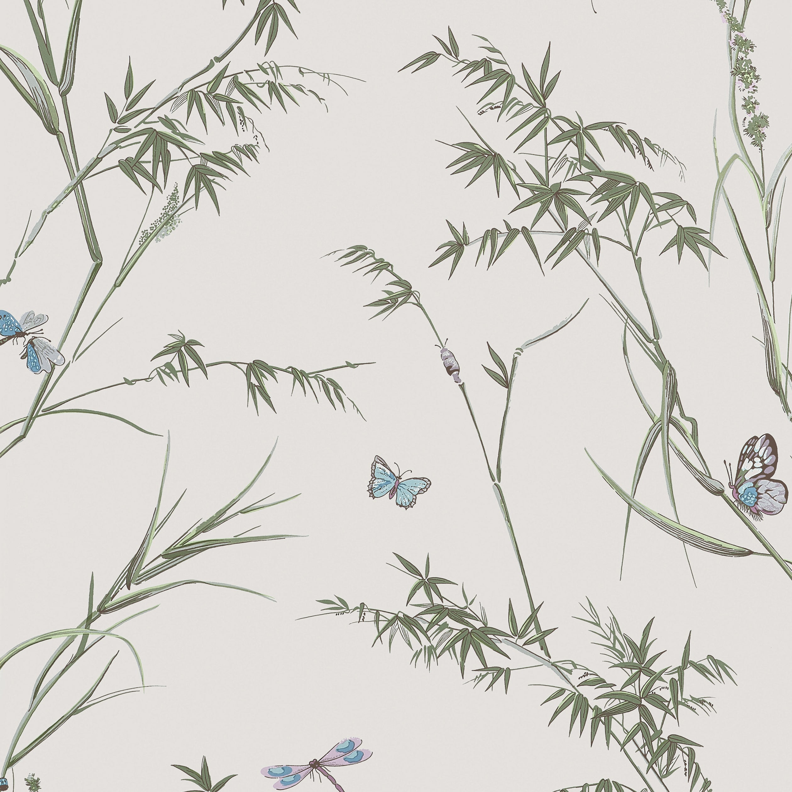 Virginia wallpaper in beige and sage color - pattern number T10526 - by Thibaut in the Boxwood collection