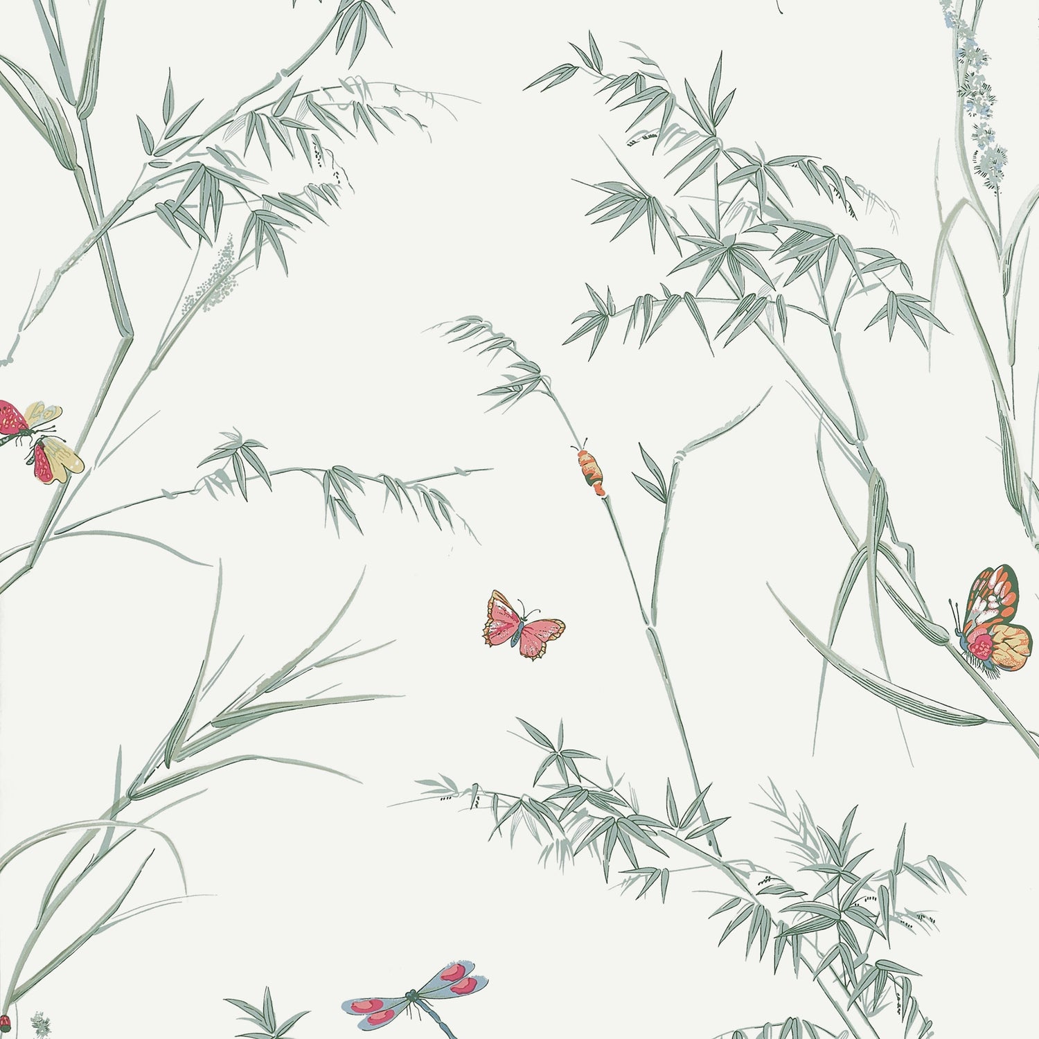 Virginia wallpaper in soft green color - pattern number T10527 - by Thibaut in the Boxwood collection